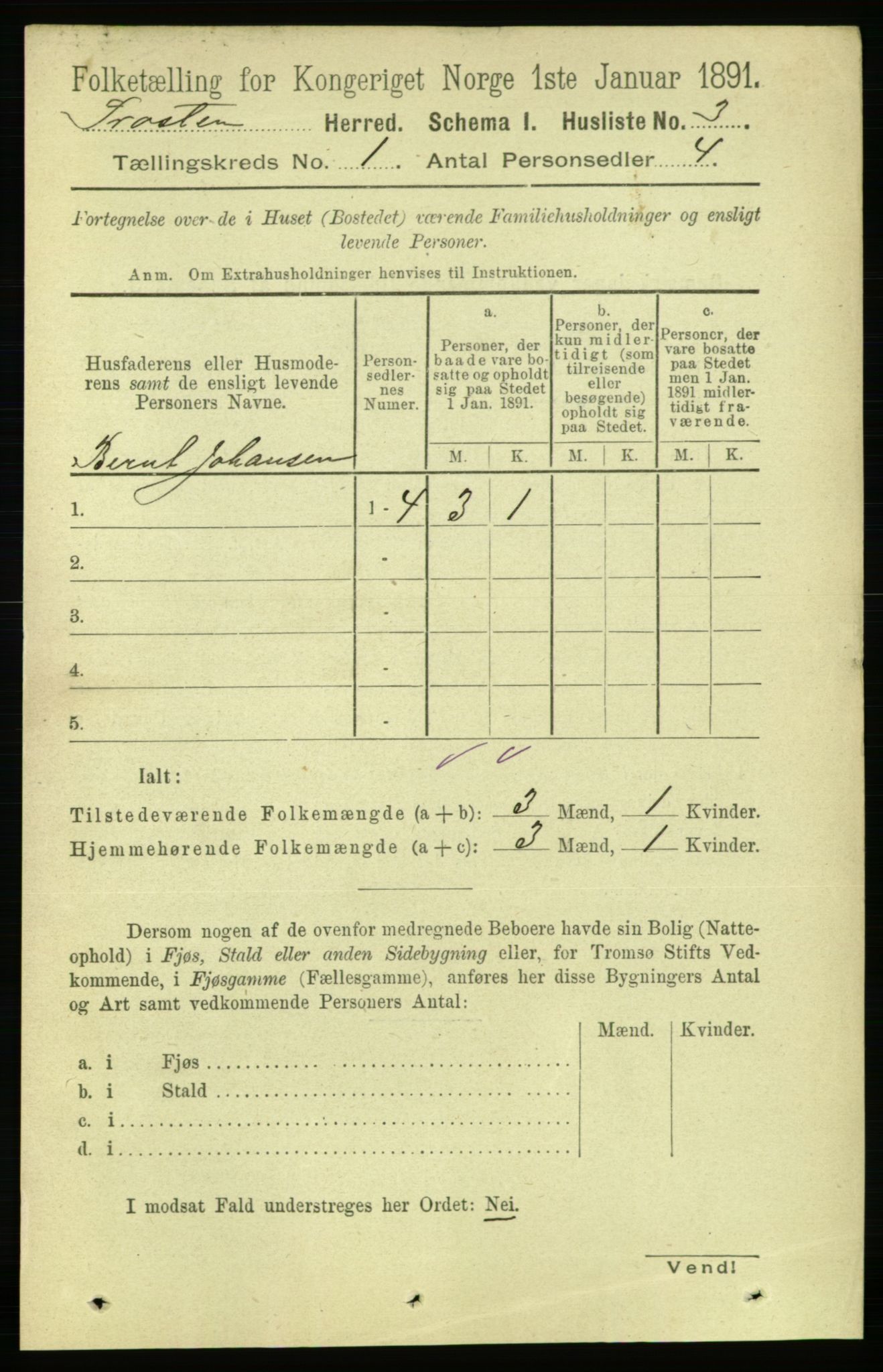 RA, 1891 census for 1717 Frosta, 1891, p. 25