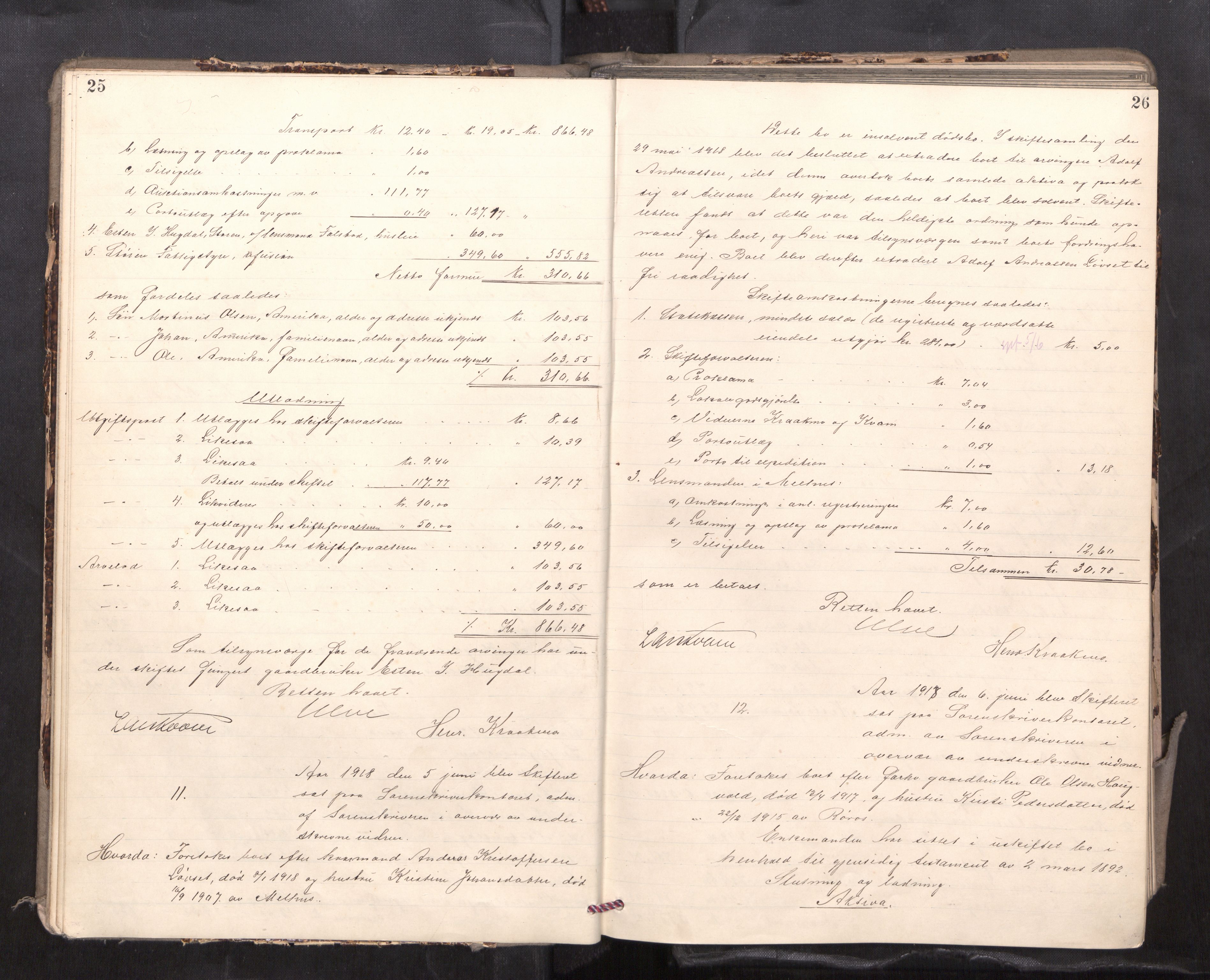 Gauldal sorenskriveri, AV/SAT-A-0014/1/3/3A/L0018: Skifteslutningsprotokoll  5, 1917-1924, p. 25-26