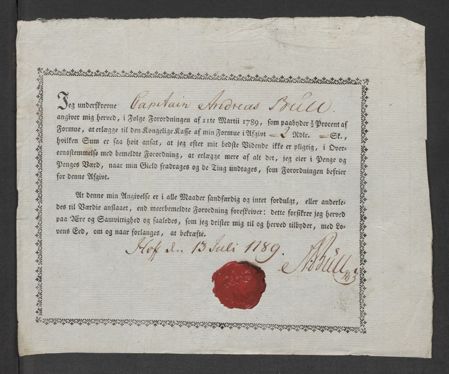 Rentekammeret inntil 1814, Reviderte regnskaper, Mindre regnskaper, AV/RA-EA-4068/Rf/Rfe/L0032: Numedal og Sandsvær fogderi, Orkdal og Gauldal fogderi, 1789, p. 206