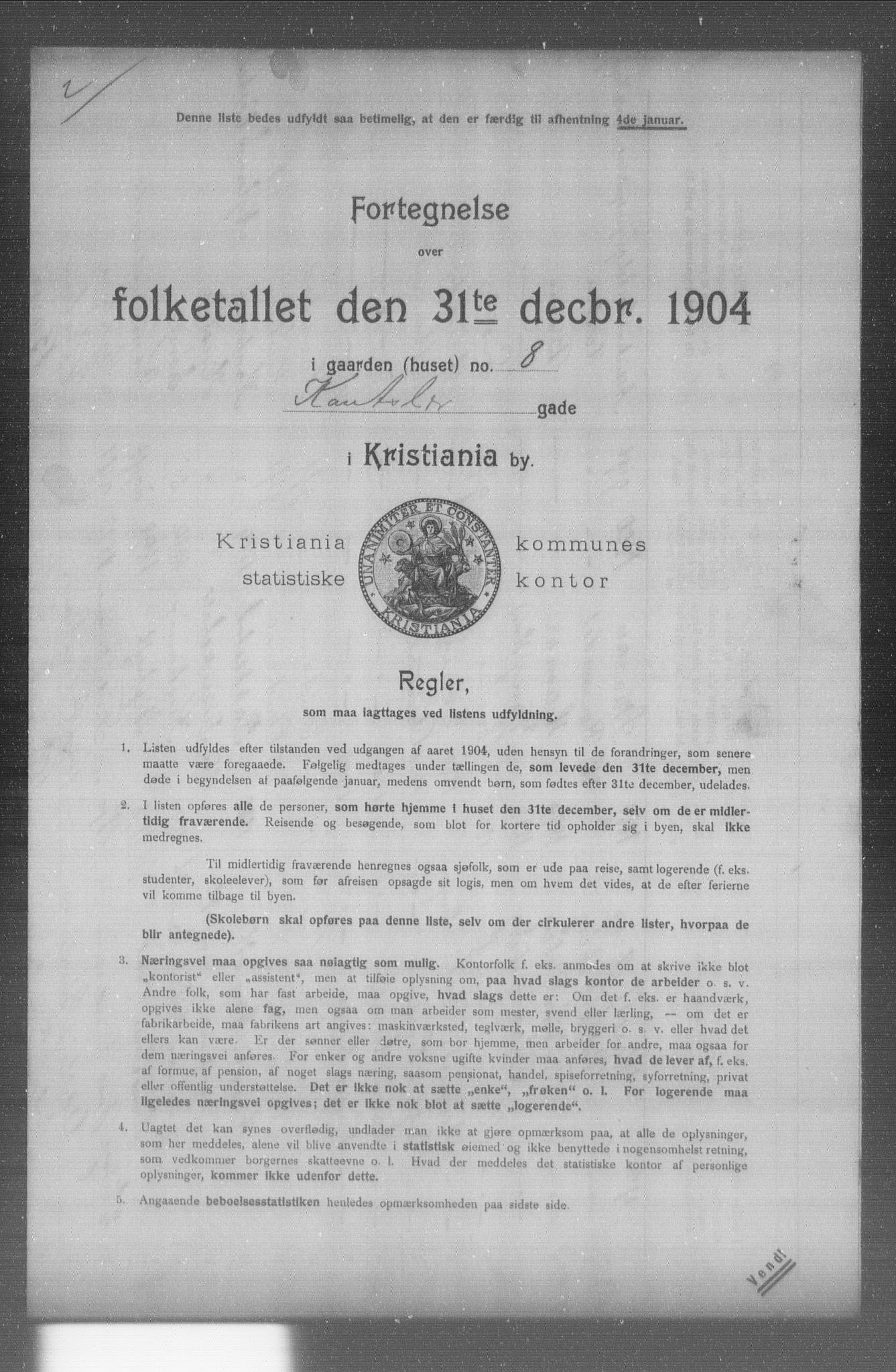 OBA, Municipal Census 1904 for Kristiania, 1904, p. 9231