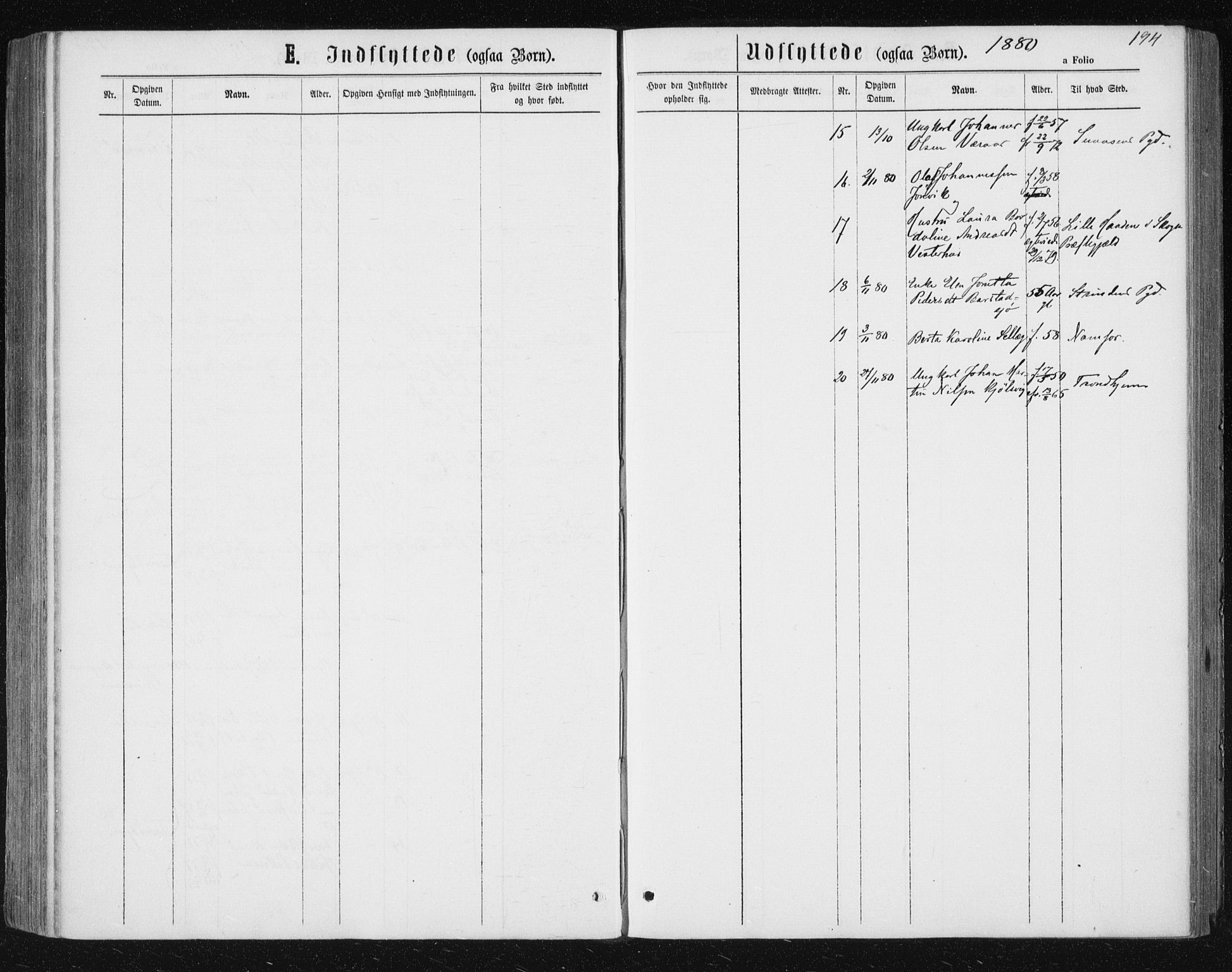 Ministerialprotokoller, klokkerbøker og fødselsregistre - Nord-Trøndelag, AV/SAT-A-1458/722/L0219: Parish register (official) no. 722A06, 1868-1880, p. 194