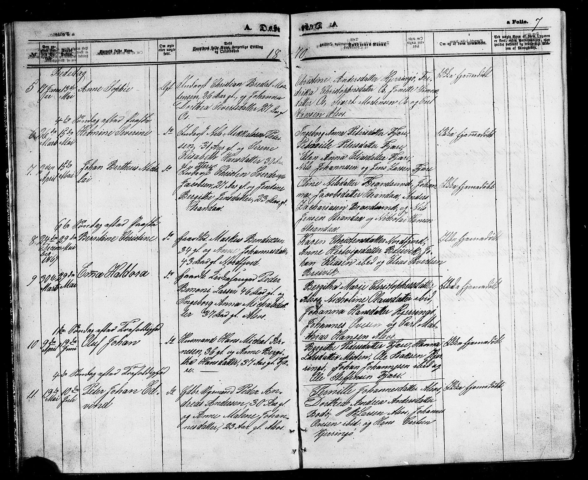 Ministerialprotokoller, klokkerbøker og fødselsregistre - Nordland, SAT/A-1459/803/L0075: Parish register (copy) no. 803C02, 1867-1881, p. 7
