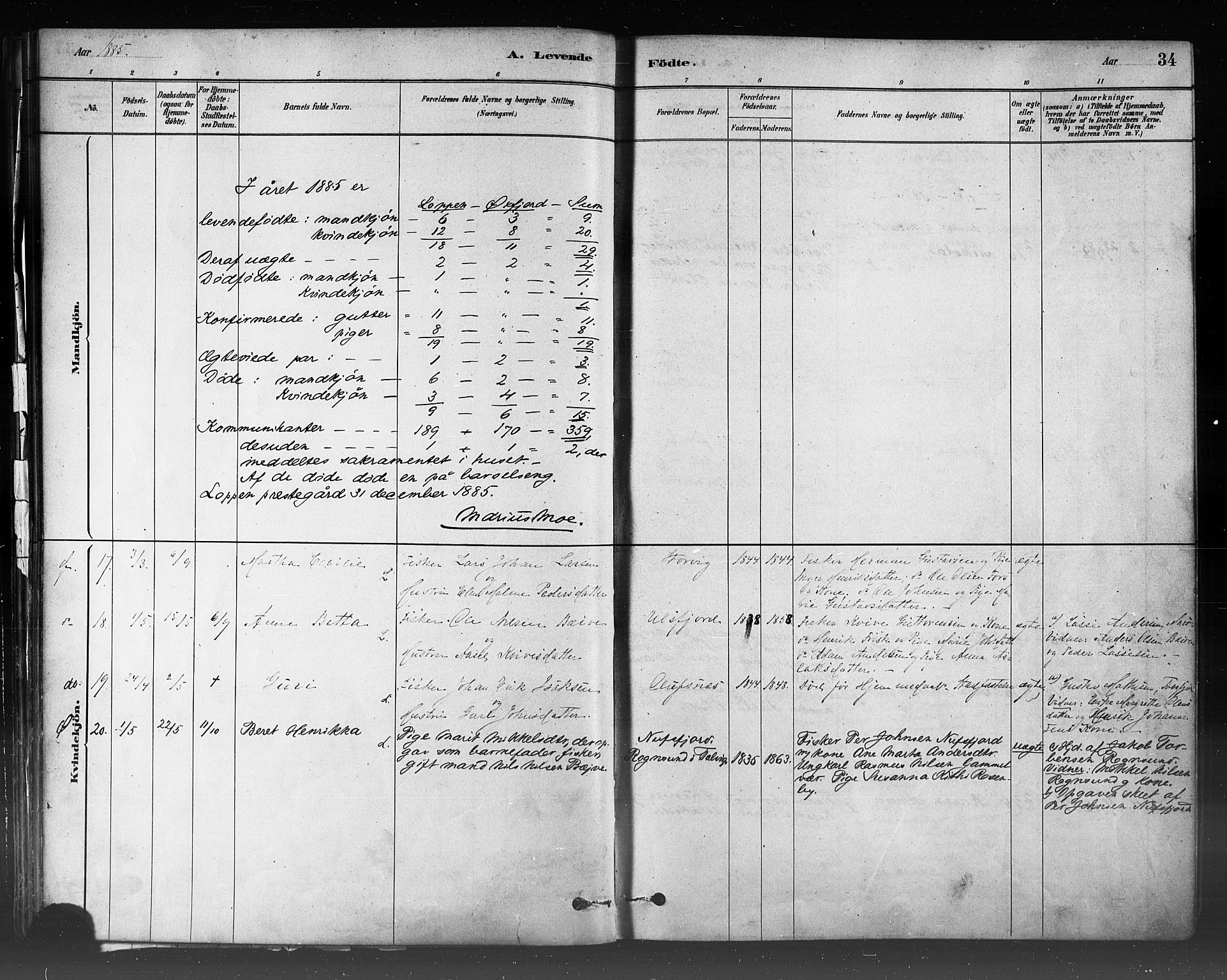 Loppa sokneprestkontor, AV/SATØ-S-1339/H/Ha/L0006kirke: Parish register (official) no. 6, 1879-1895, p. 34