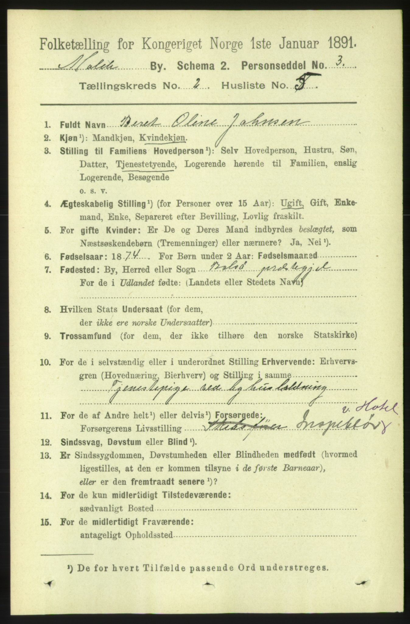 RA, 1891 census for 1502 Molde, 1891, p. 1462