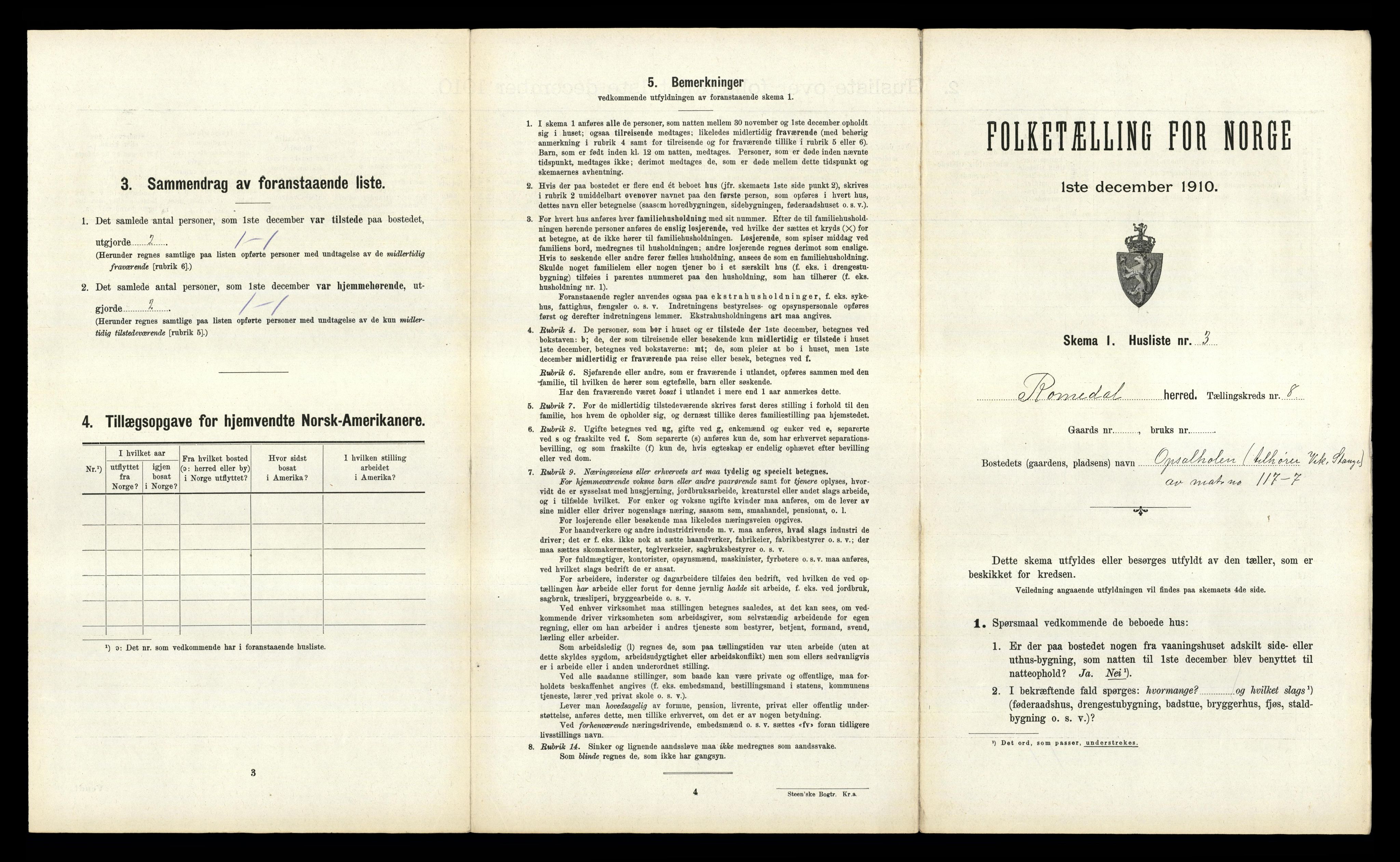 RA, 1910 census for Romedal, 1910, p. 1331