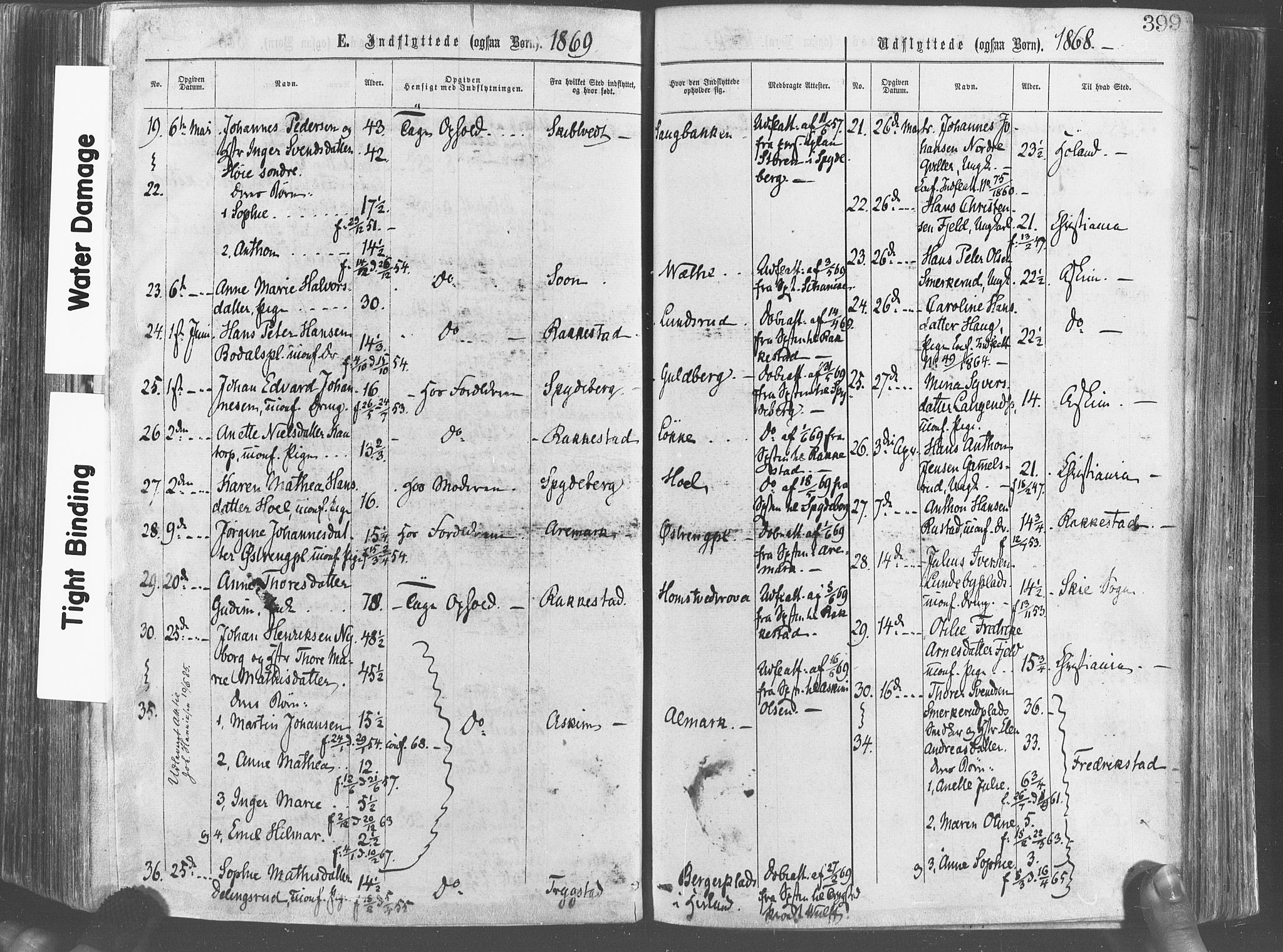 Eidsberg prestekontor Kirkebøker, SAO/A-10905/F/Fa/L0011: Parish register (official) no. I 11, 1867-1878, p. 399