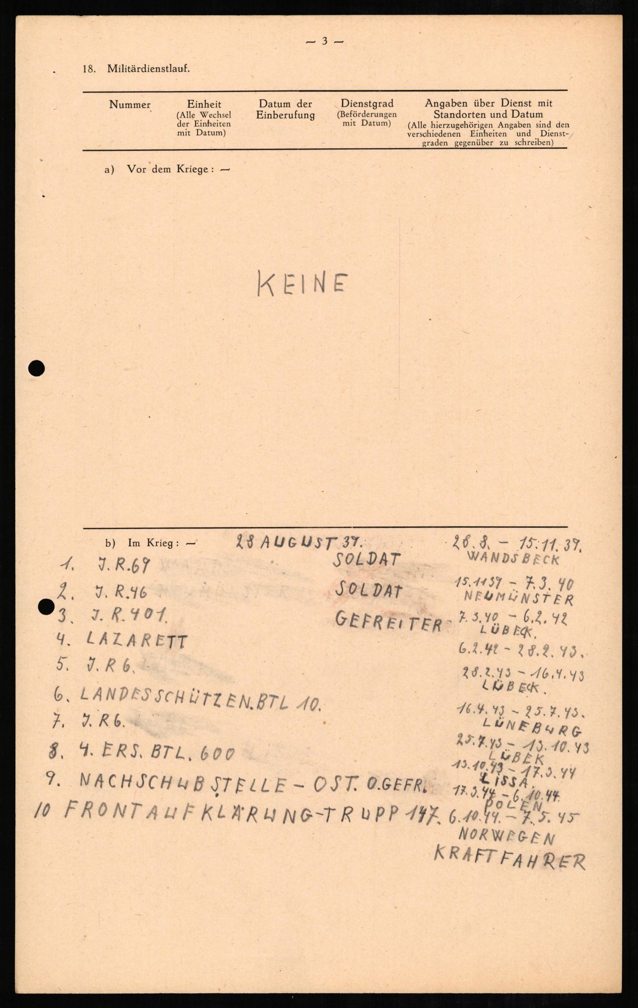 Forsvaret, Forsvarets overkommando II, AV/RA-RAFA-3915/D/Db/L0008: CI Questionaires. Tyske okkupasjonsstyrker i Norge. Tyskere., 1945-1946, p. 4
