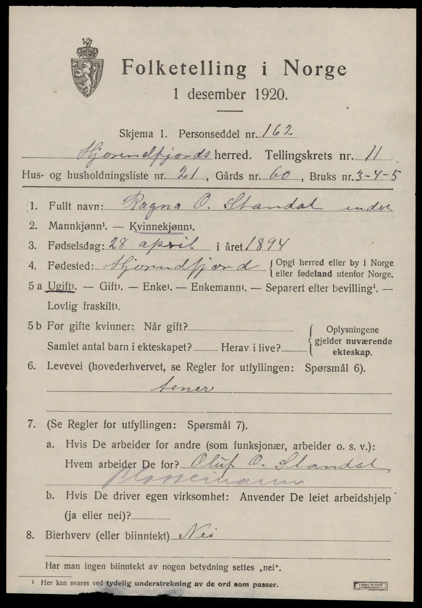 SAT, 1920 census for Hjørundfjord, 1920, p. 4477