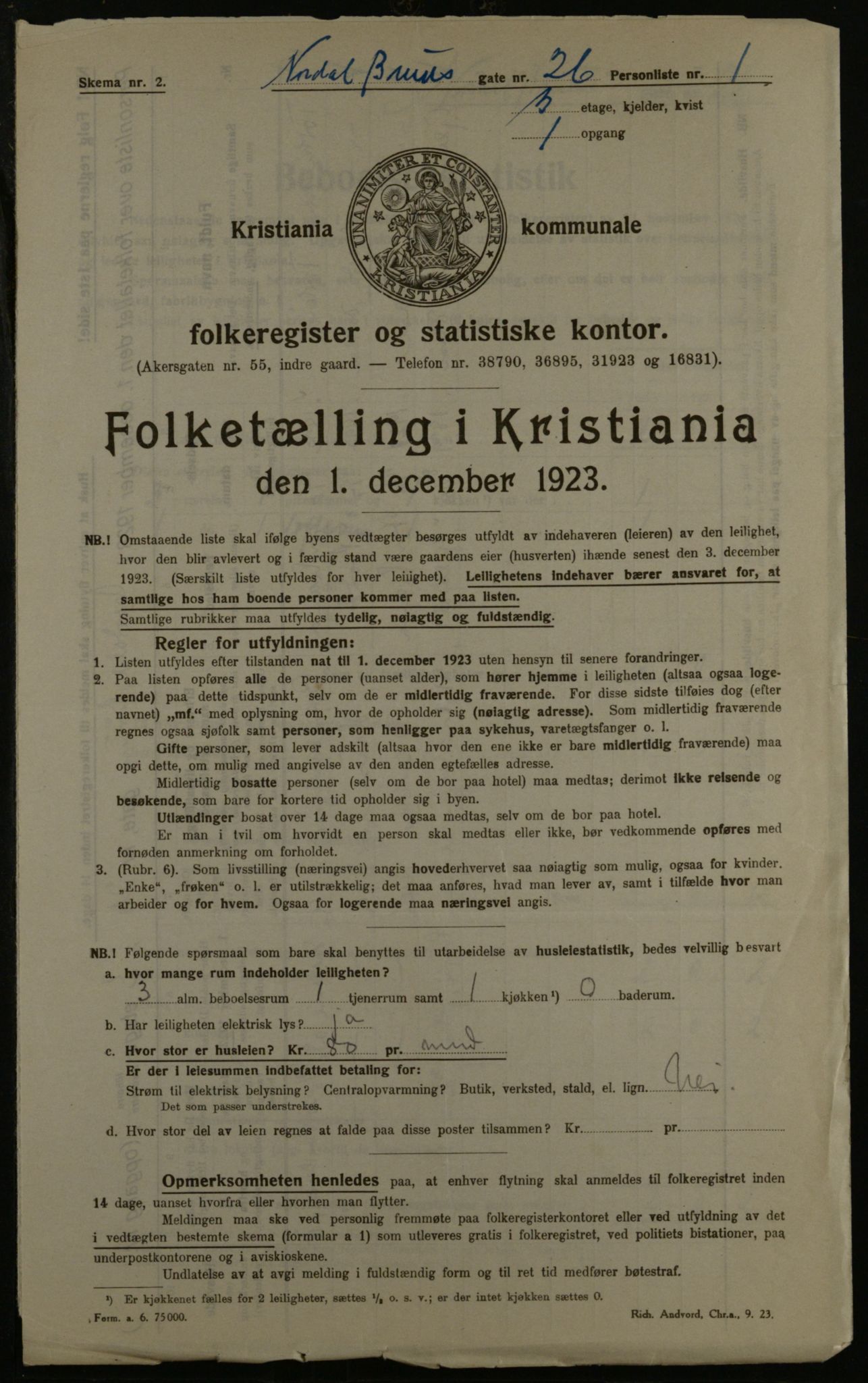 OBA, Municipal Census 1923 for Kristiania, 1923, p. 79645