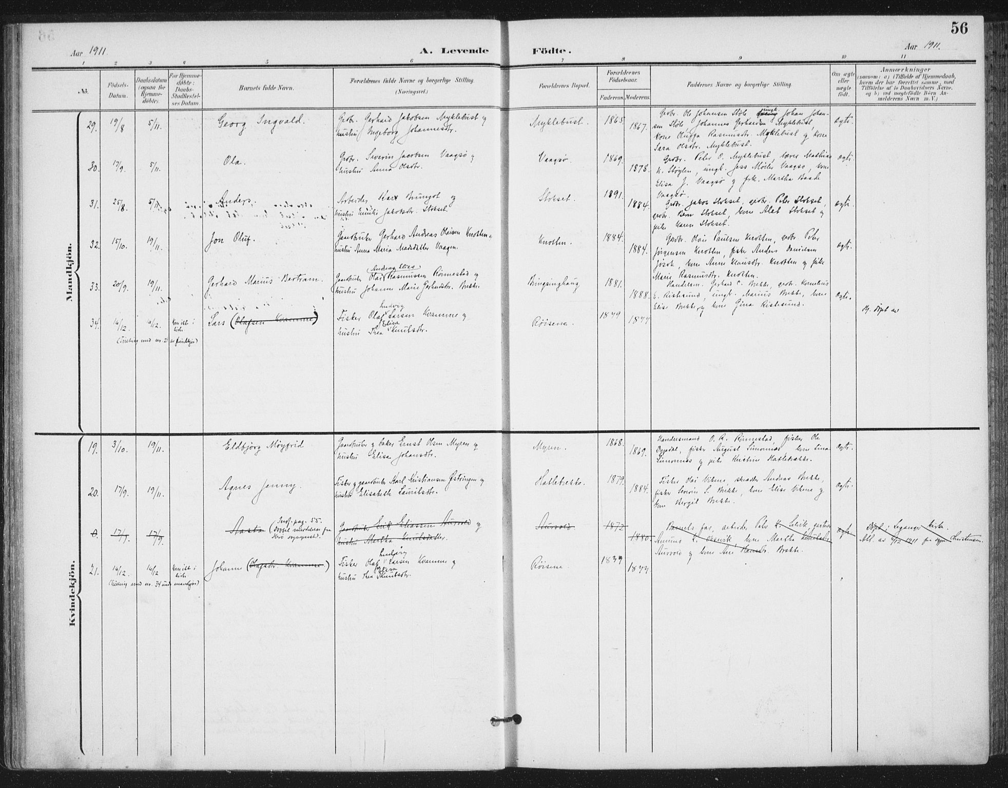 Ministerialprotokoller, klokkerbøker og fødselsregistre - Møre og Romsdal, AV/SAT-A-1454/503/L0038: Parish register (official) no. 503A06, 1901-1917, p. 56