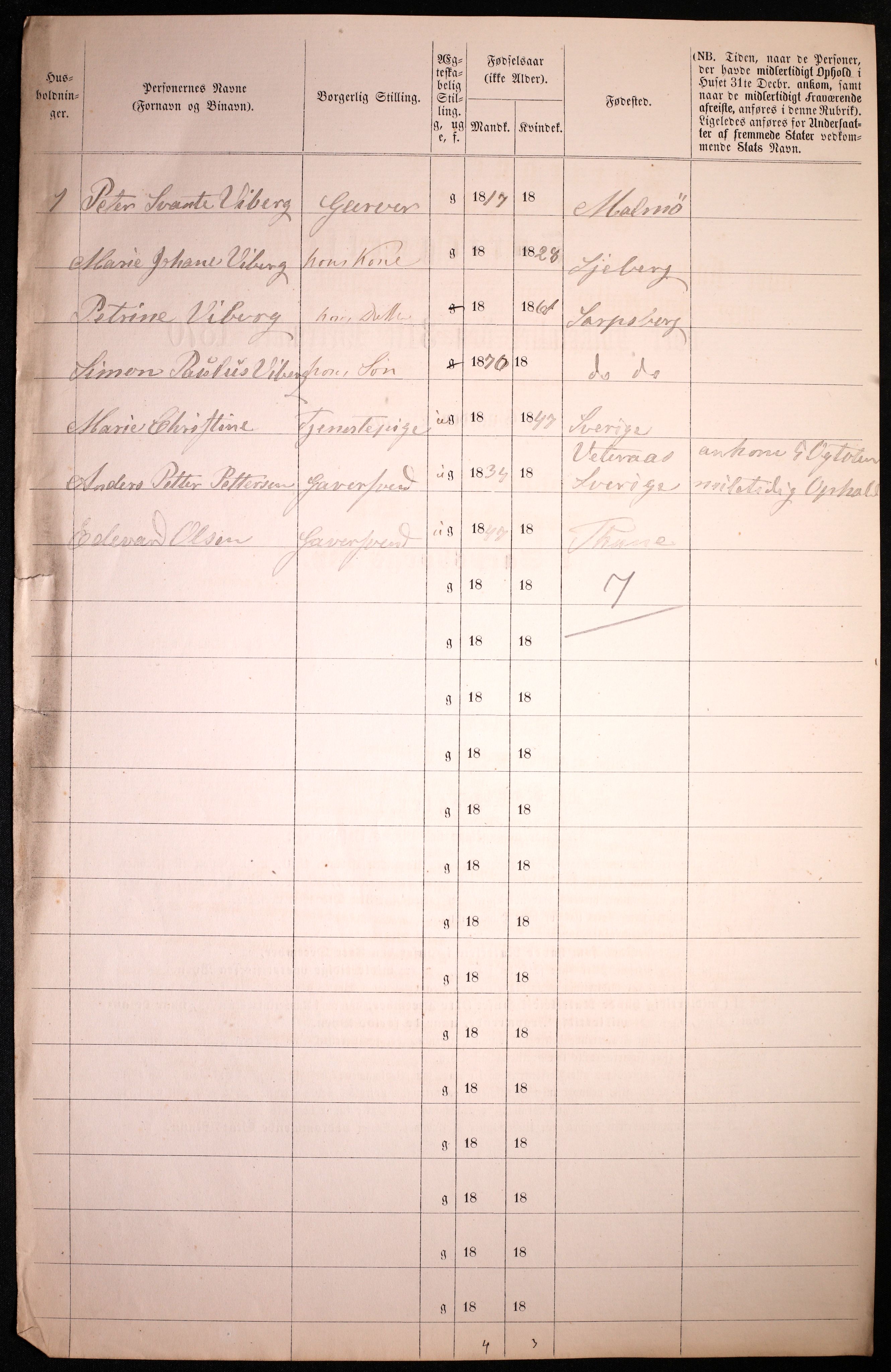 RA, 1870 census for 0102 Sarpsborg, 1870, p. 124