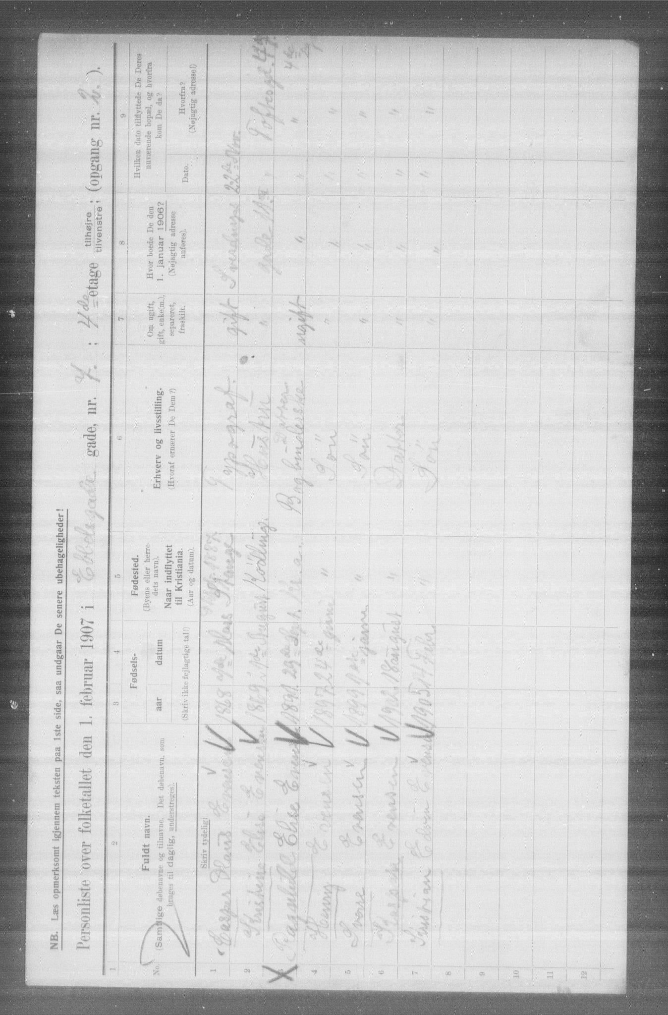 OBA, Municipal Census 1907 for Kristiania, 1907, p. 9263