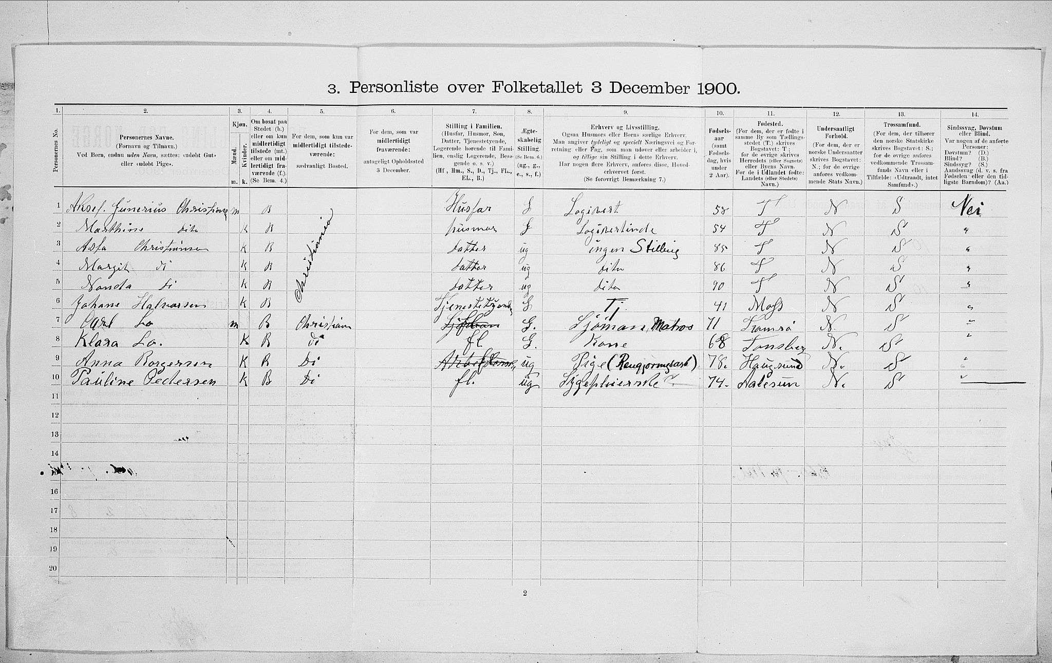 SAO, 1900 census for Kristiania, 1900, p. 74425