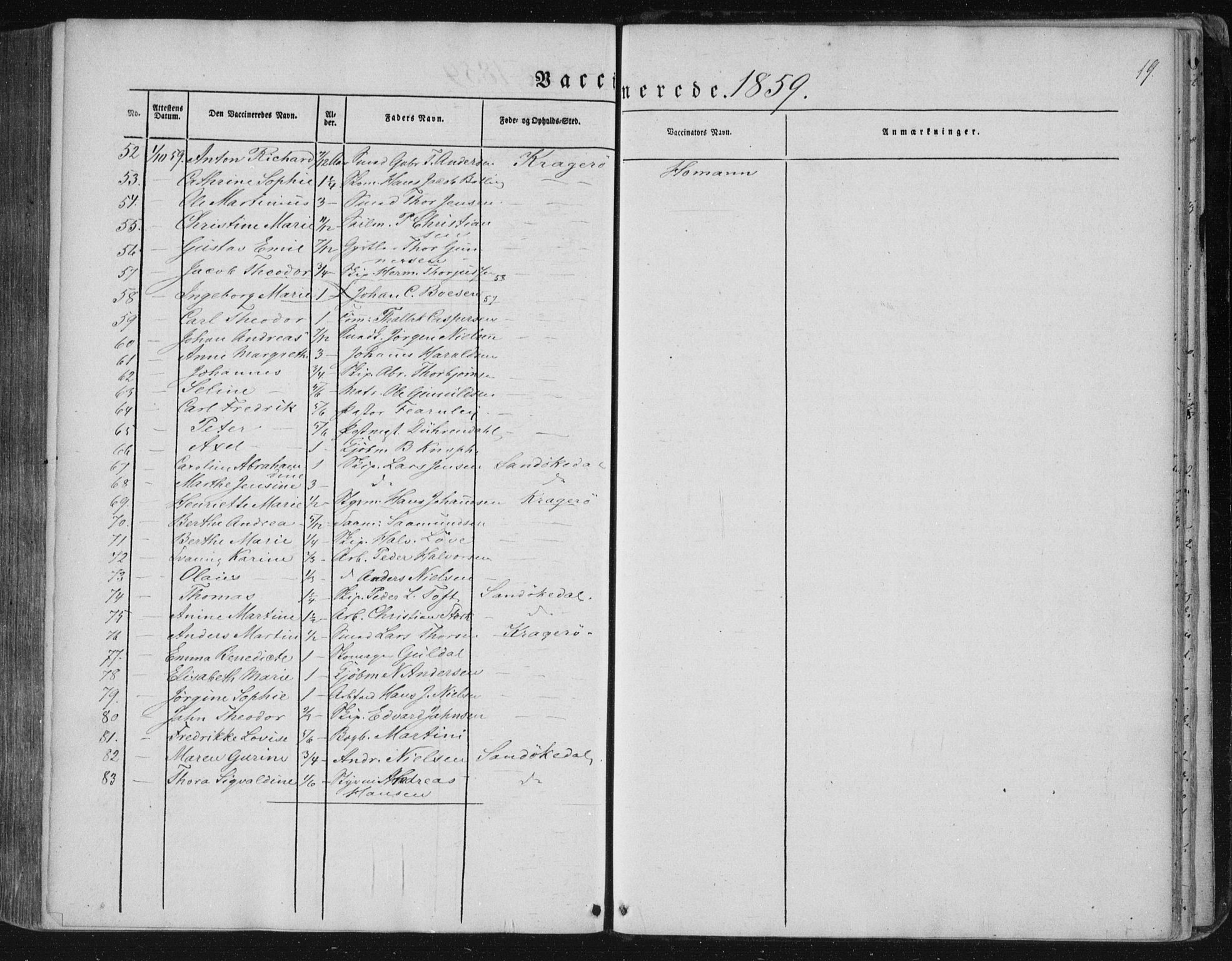 Kragerø kirkebøker, SAKO/A-278/F/Fa/L0006: Parish register (official) no. 6, 1847-1861, p. 19