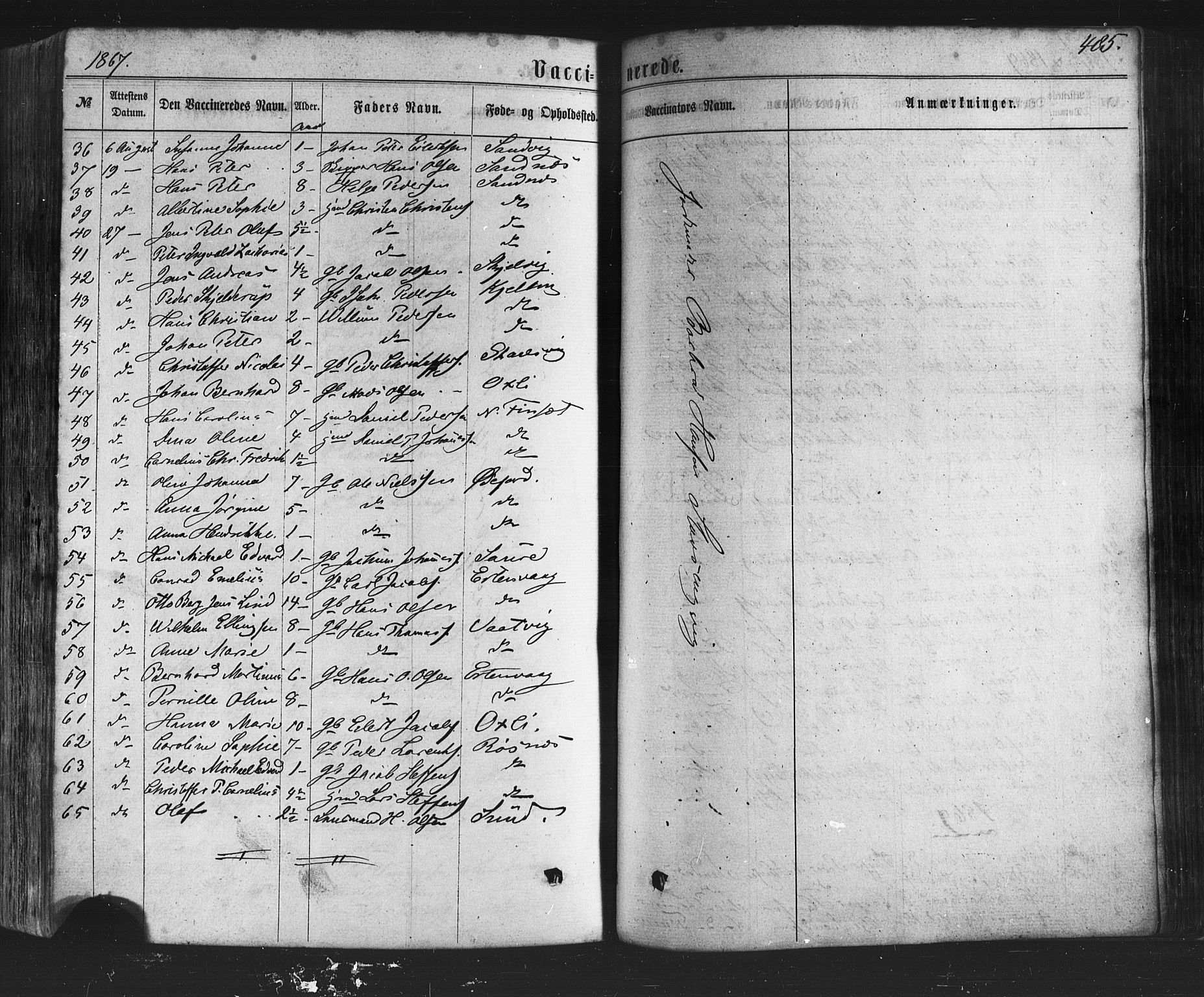 Ministerialprotokoller, klokkerbøker og fødselsregistre - Nordland, AV/SAT-A-1459/805/L0098: Parish register (official) no. 805A05, 1862-1879, p. 485