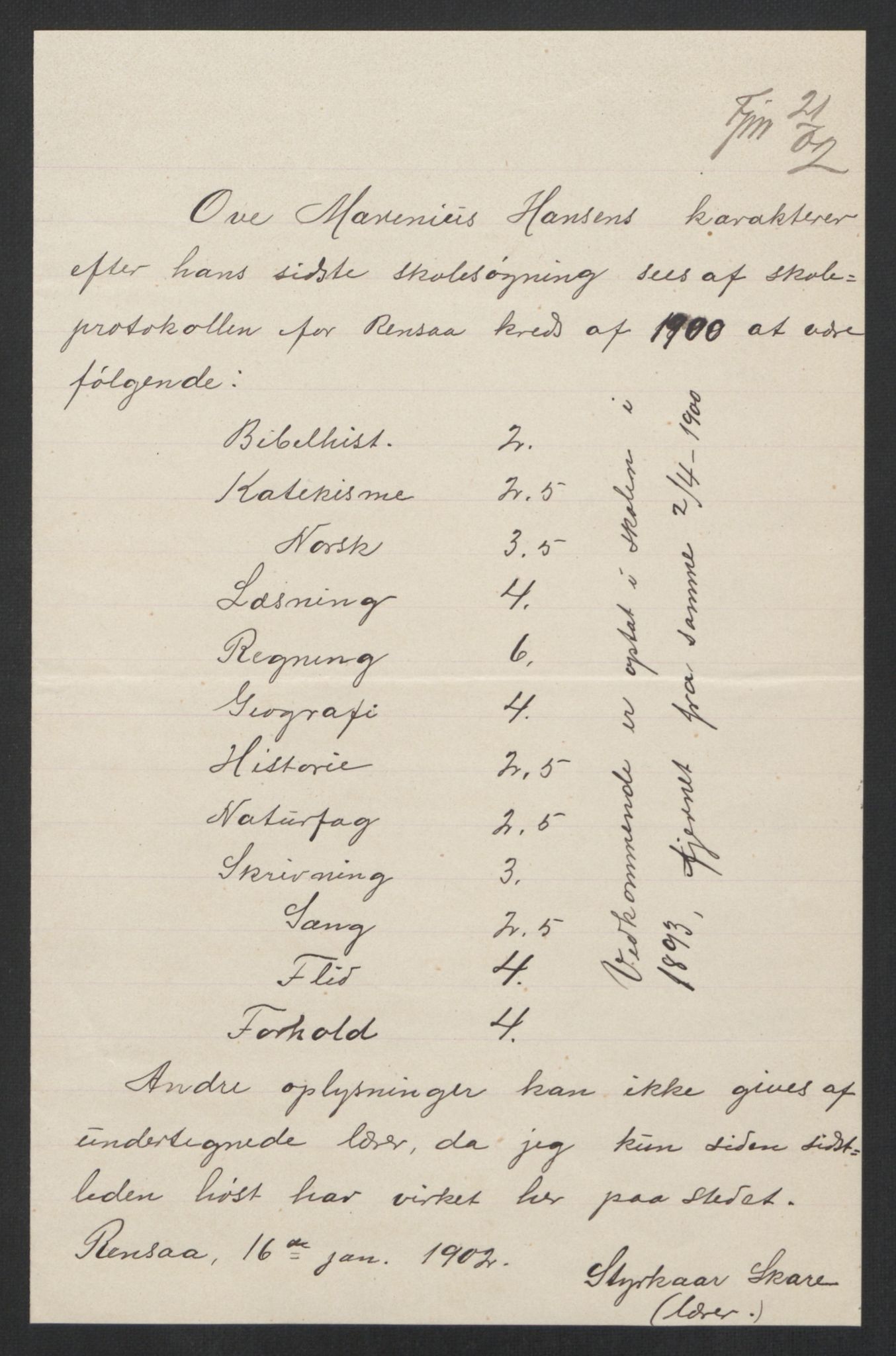 Falstad skolehjem, AV/RA-S-1676/E/Eb/L0004: Elevmapper løpenr. 81-98, 1901-1909, p. 98