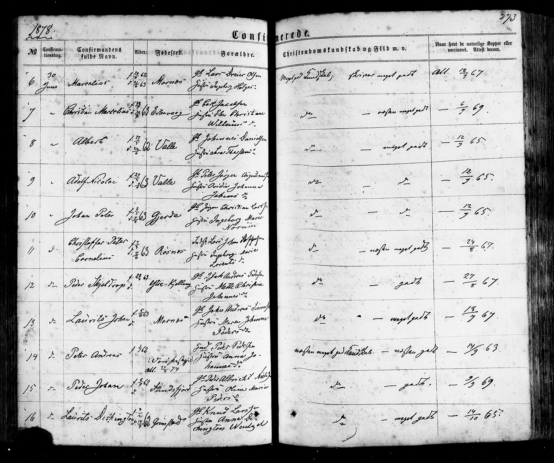 Ministerialprotokoller, klokkerbøker og fødselsregistre - Nordland, AV/SAT-A-1459/805/L0098: Parish register (official) no. 805A05, 1862-1879, p. 273