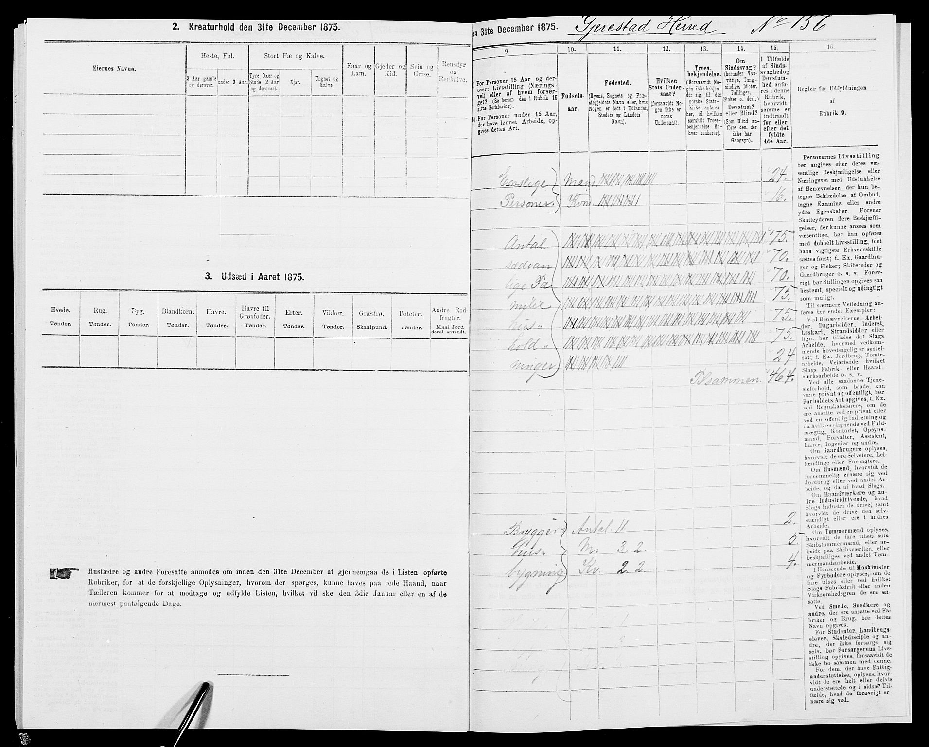 SAK, 1875 census for 0911P Gjerstad, 1875, p. 896