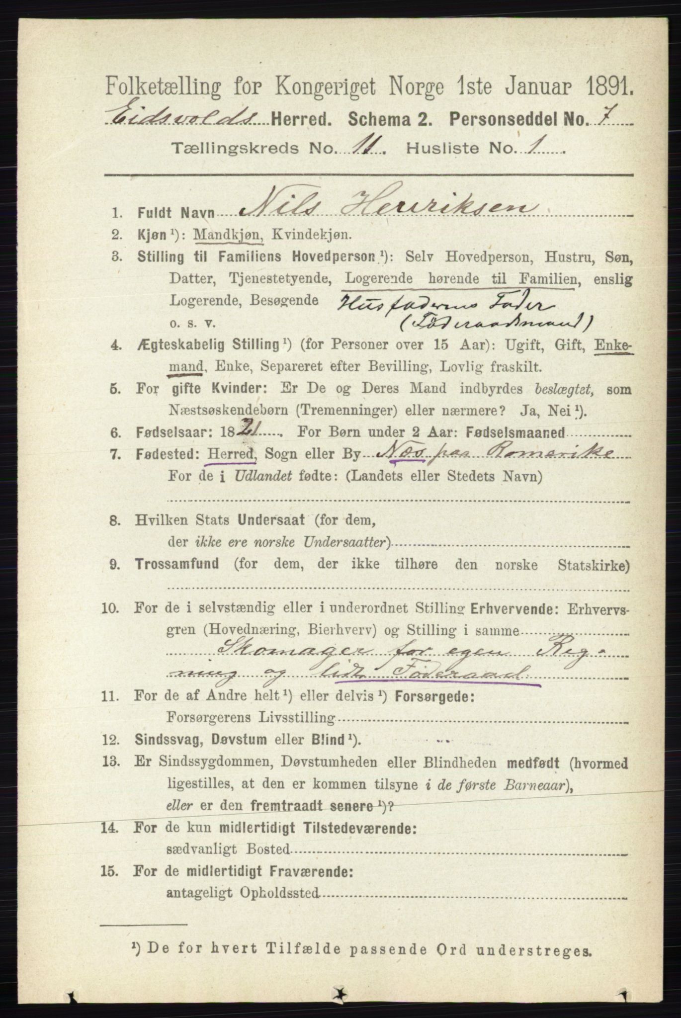 RA, 1891 census for 0237 Eidsvoll, 1891, p. 7690