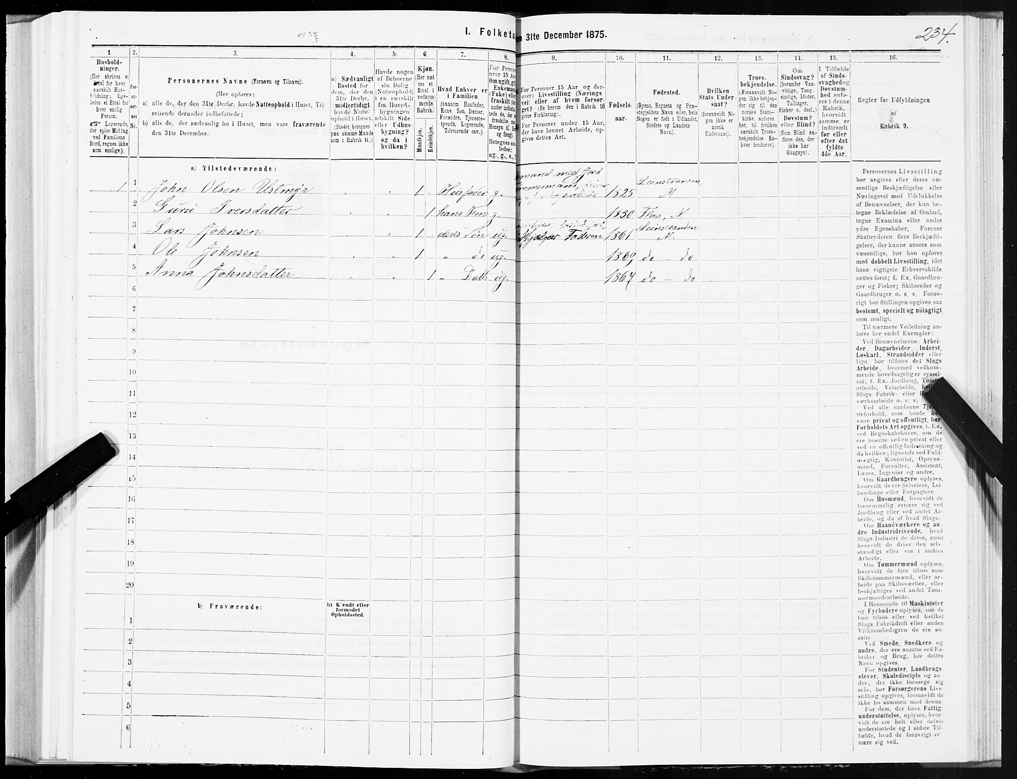 SAT, 1875 census for 1653P Melhus, 1875, p. 8234