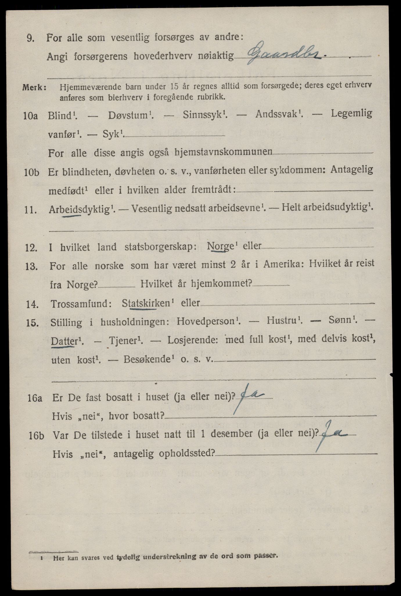 SAST, 1920 census for Klepp, 1920, p. 6573