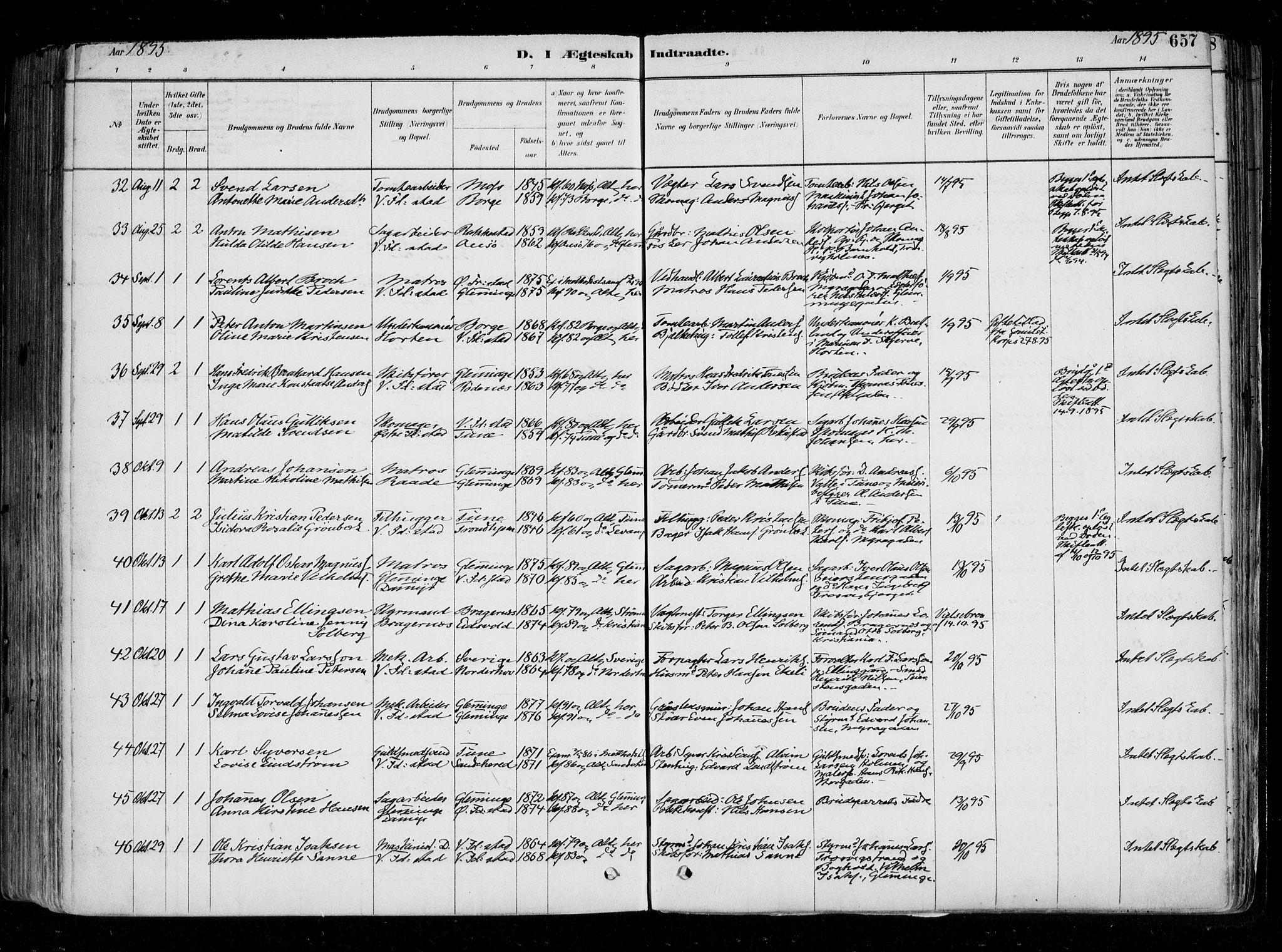 Fredrikstad domkirkes prestekontor Kirkebøker, AV/SAO-A-10906/F/Fa/L0004: Parish register (official) no. 4, 1878-1907, p. 657