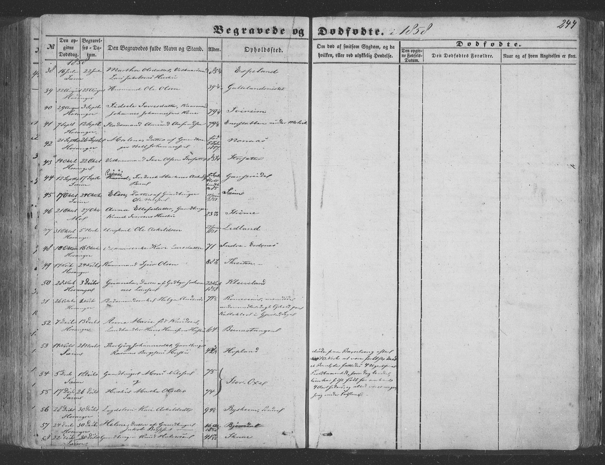 Hosanger sokneprestembete, AV/SAB-A-75801/H/Haa: Parish register (official) no. A 8, 1849-1863, p. 244