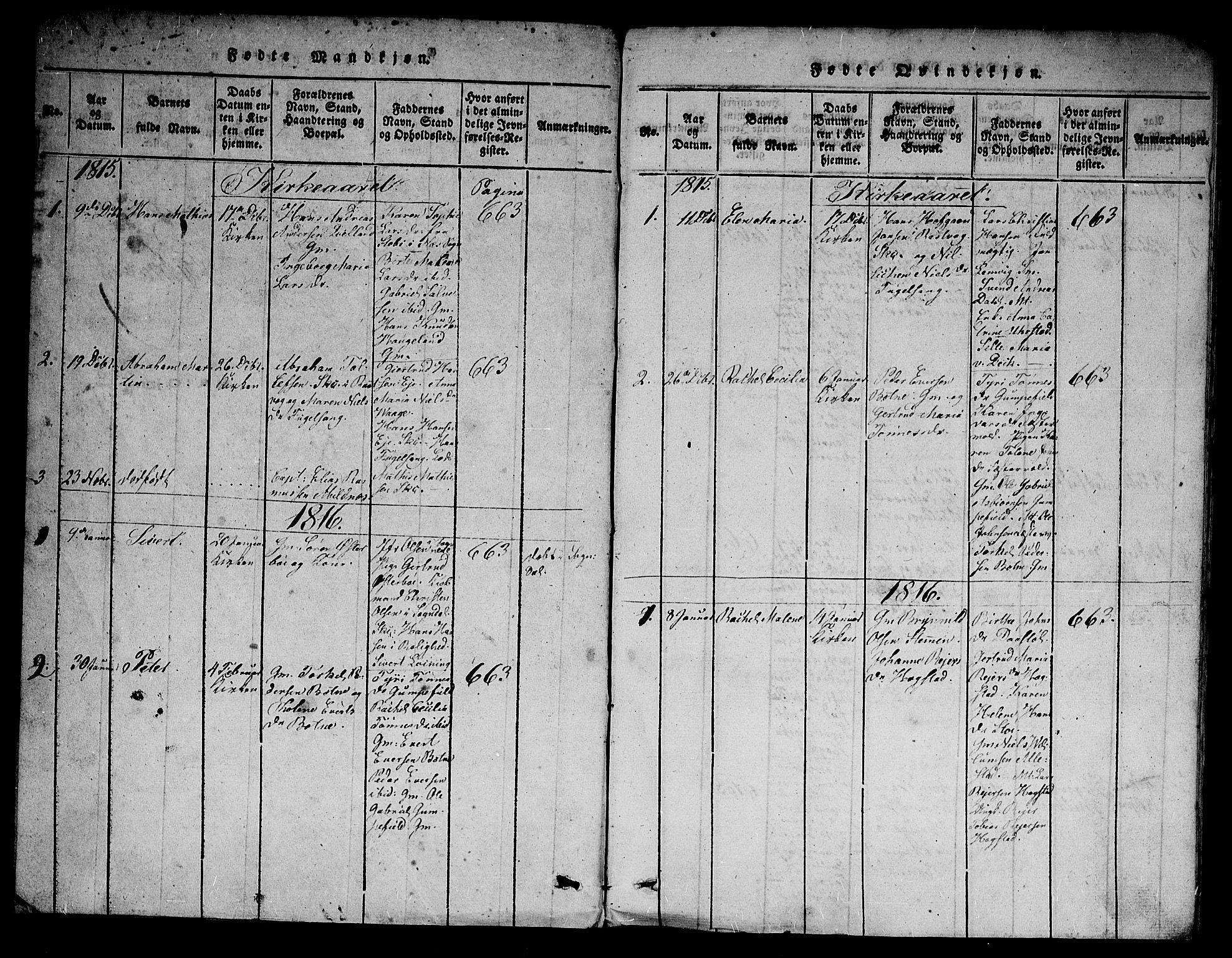 Flekkefjord sokneprestkontor, SAK/1111-0012/F/Fa/Fab/L0003: Parish register (official) no. A 3, 1815-1830, p. 2-3