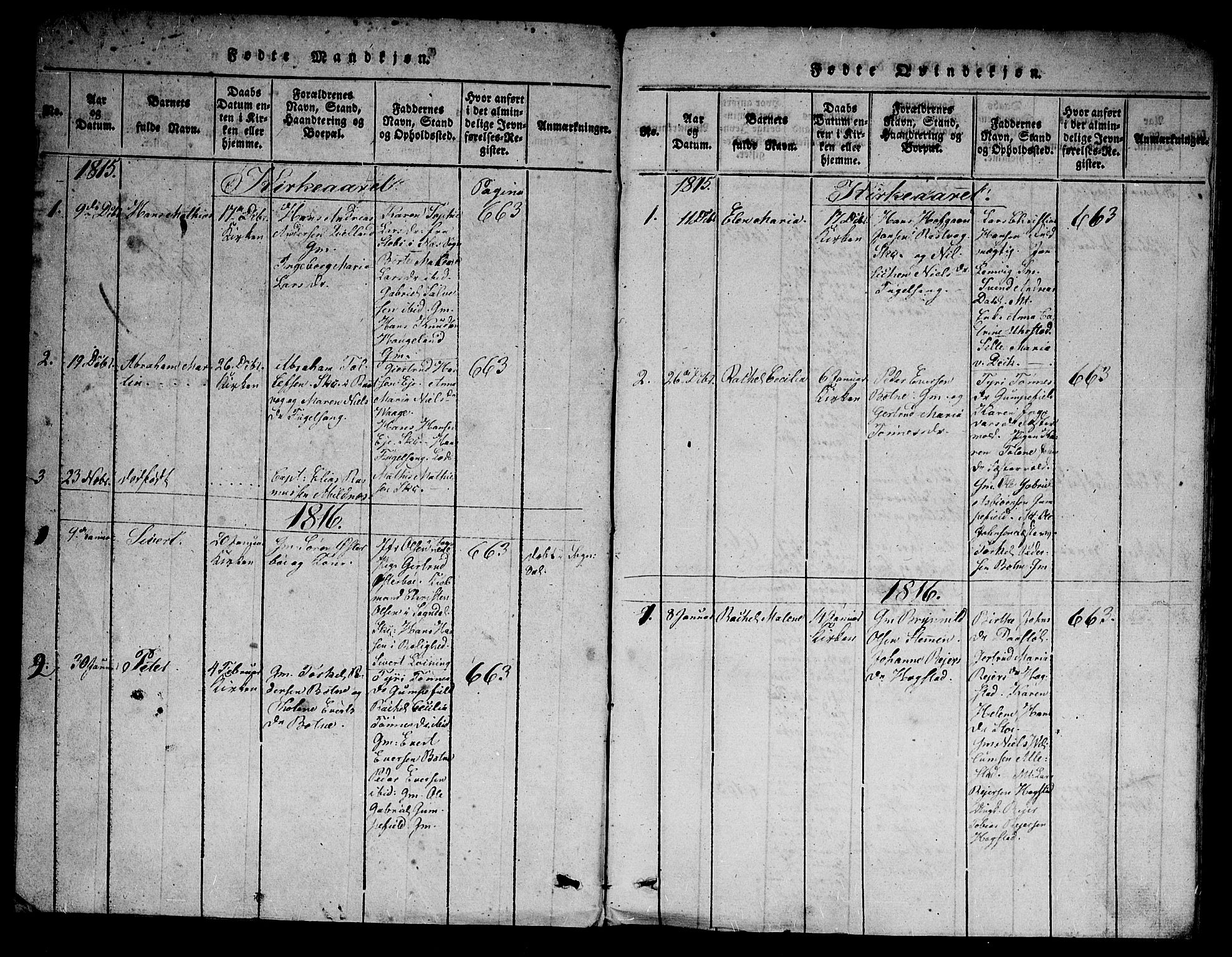 Flekkefjord sokneprestkontor, AV/SAK-1111-0012/F/Fa/Fab/L0003: Parish register (official) no. A 3, 1815-1830, p. 2-3