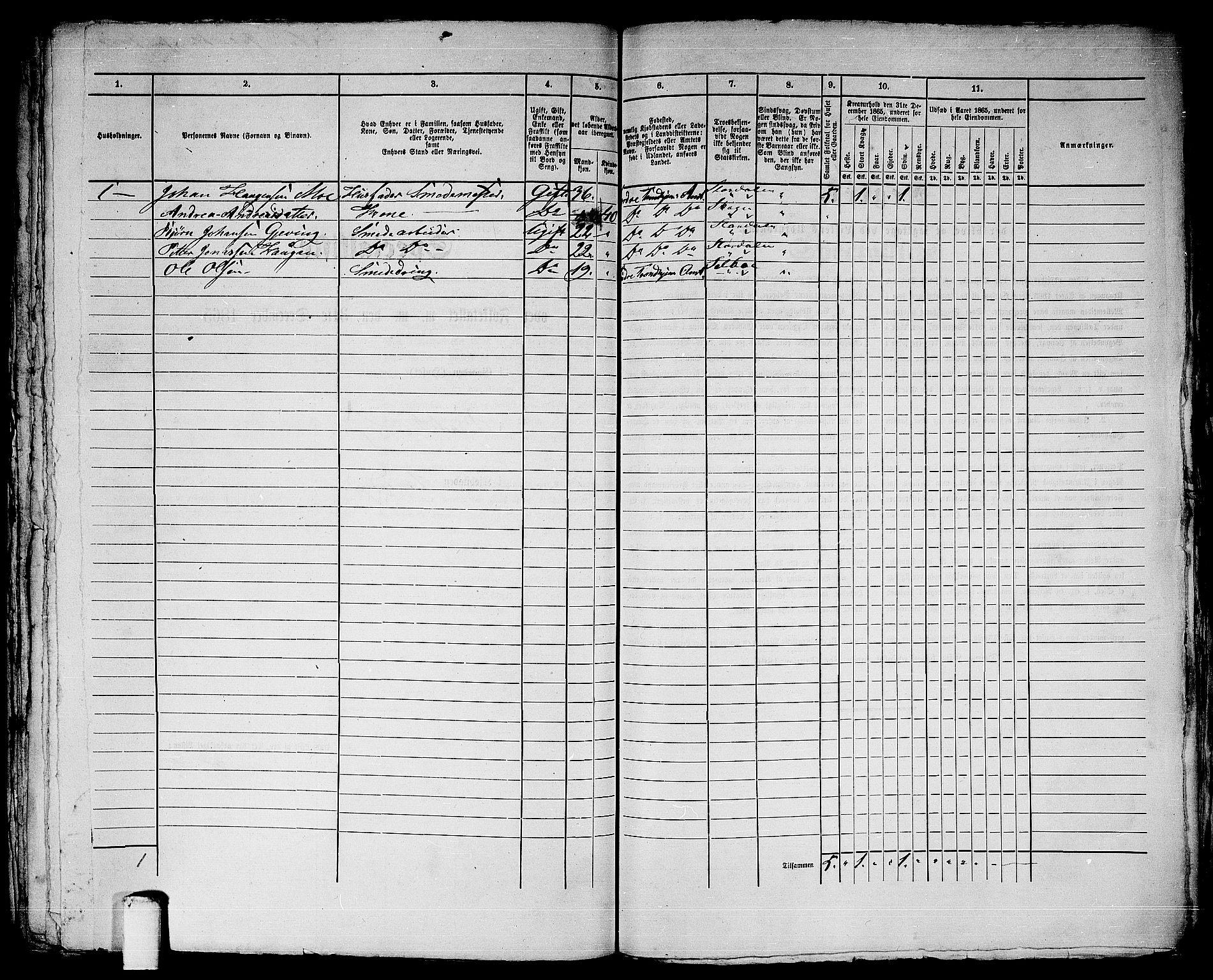 RA, 1865 census for Trondheim, 1865, p. 3115