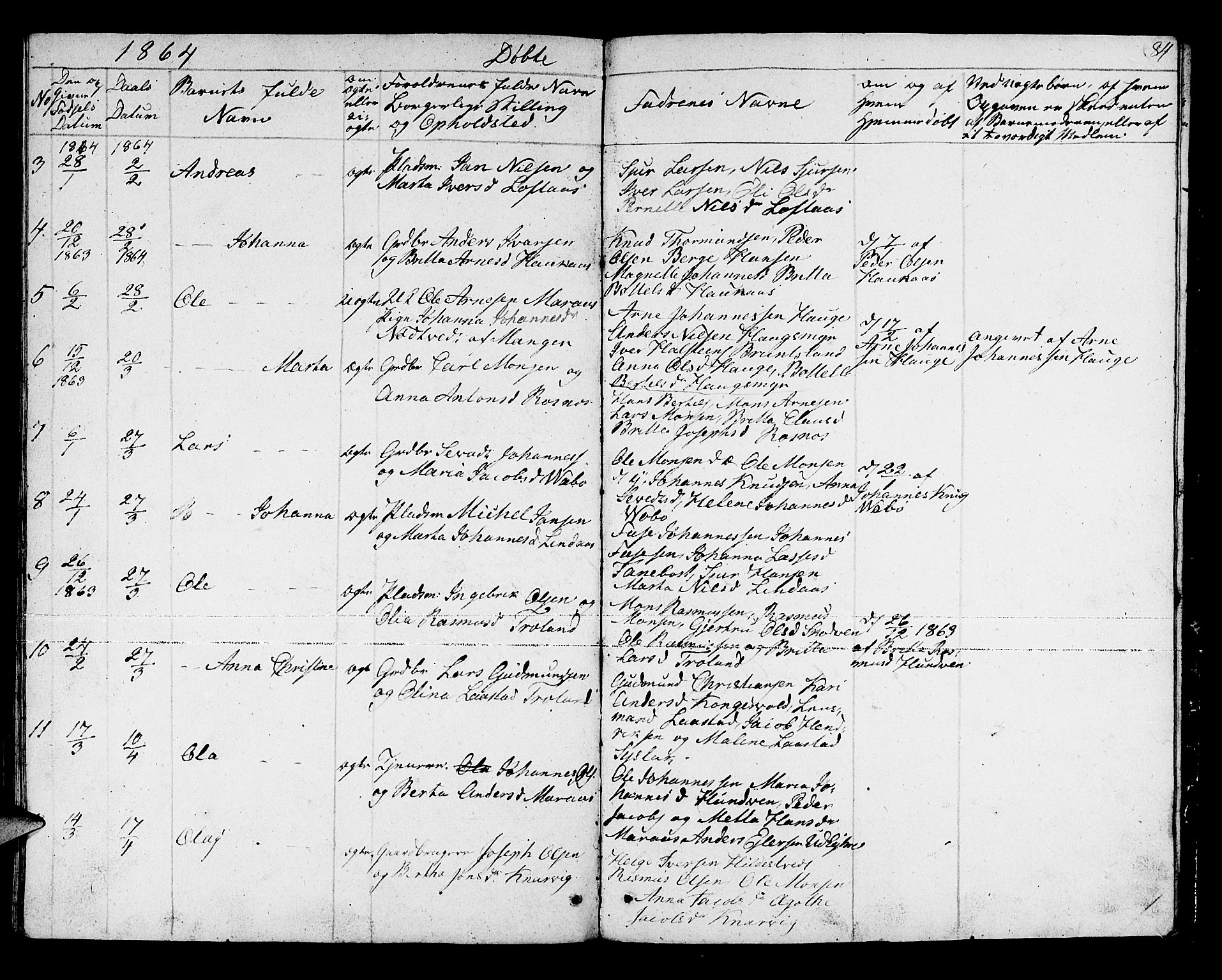 Lindås Sokneprestembete, AV/SAB-A-76701/H/Hab/Habb/L0001: Parish register (copy) no. B 1, 1853-1866, p. 84