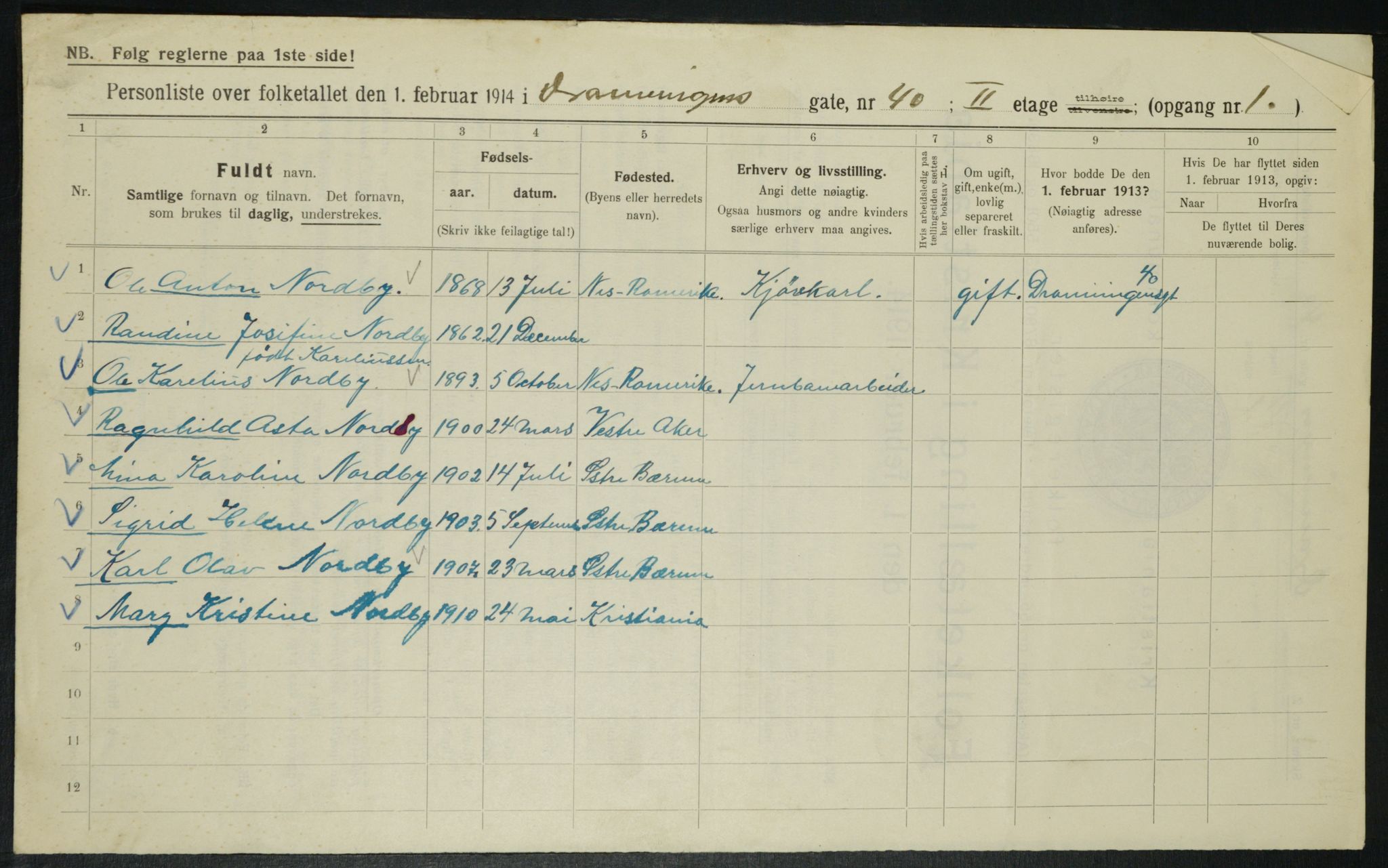 OBA, Municipal Census 1914 for Kristiania, 1914, p. 17591