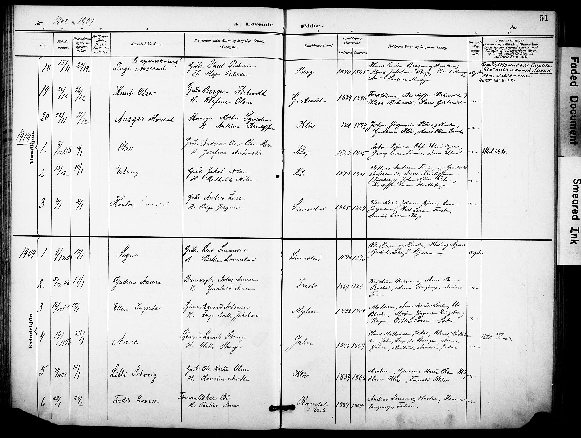 Ramnes kirkebøker, AV/SAKO-A-314/F/Fa/L0008: Parish register (official) no. I 8, 1896-1913, p. 51