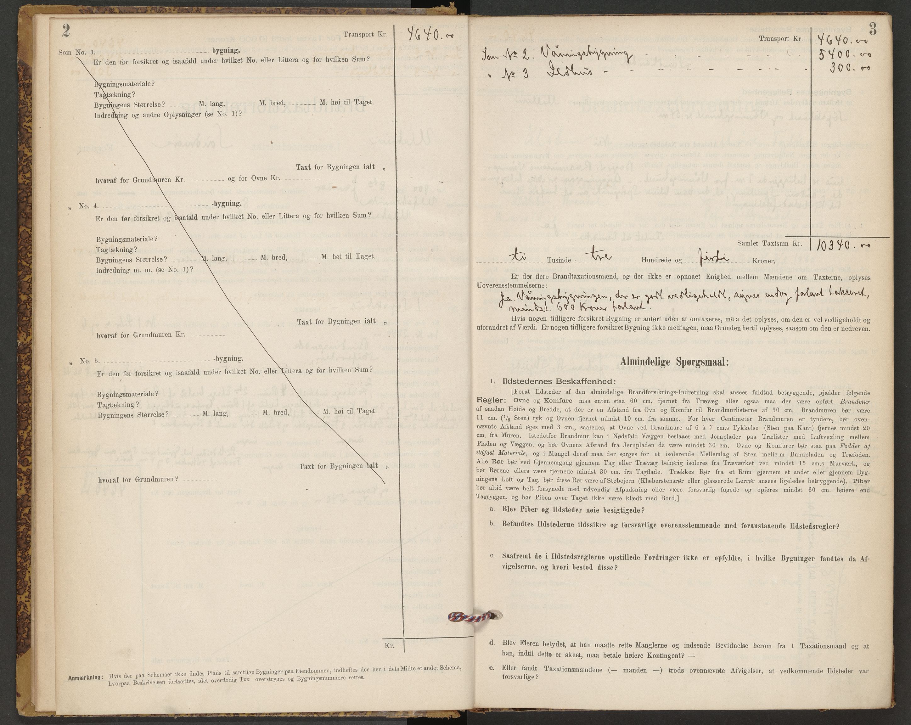 Norges Brannkasse Ulstein og Hareid, AV/SAT-A-5487/F/Fb/L0001: Branntakstprotokoll, 1900-1944, p. 2-3