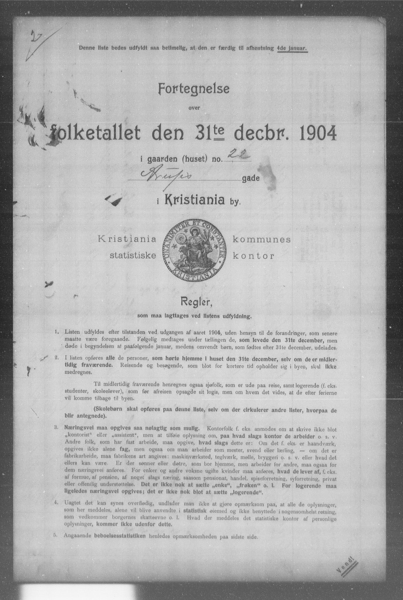 OBA, Municipal Census 1904 for Kristiania, 1904, p. 631