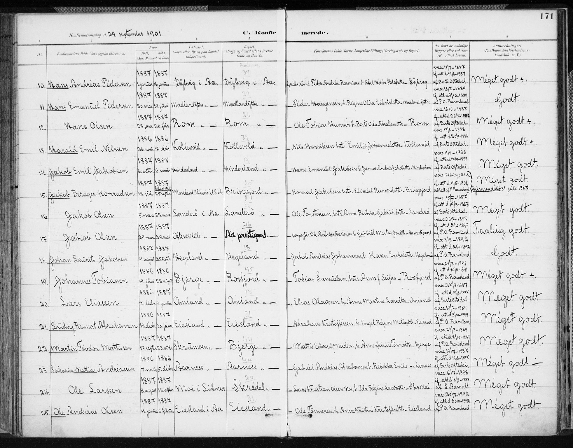 Lyngdal sokneprestkontor, AV/SAK-1111-0029/F/Fa/Fac/L0012: Parish register (official) no. A 12, 1894-1918, p. 171