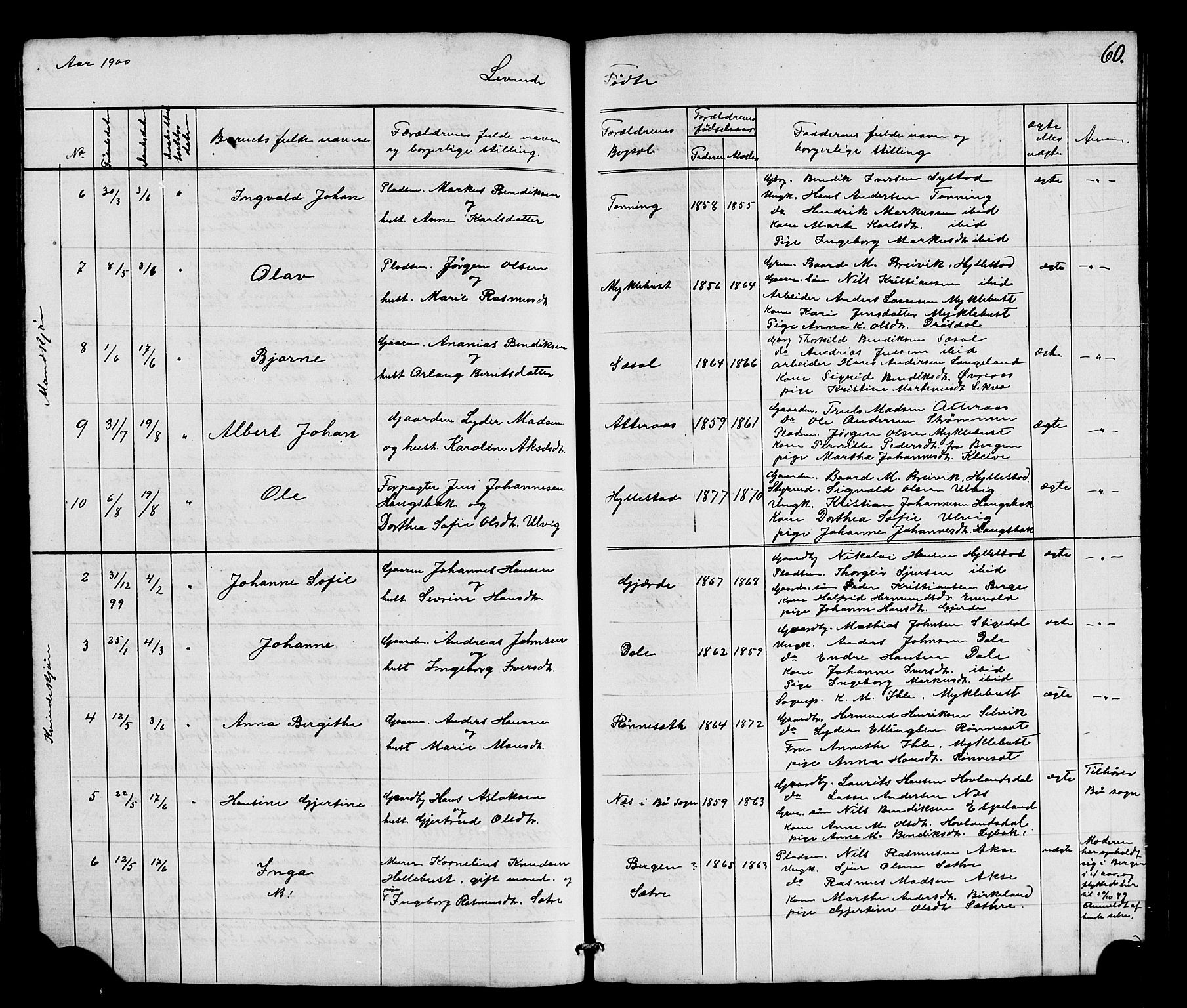 Hyllestad sokneprestembete, SAB/A-80401: Parish register (copy) no. A 2, 1876-1906, p. 60