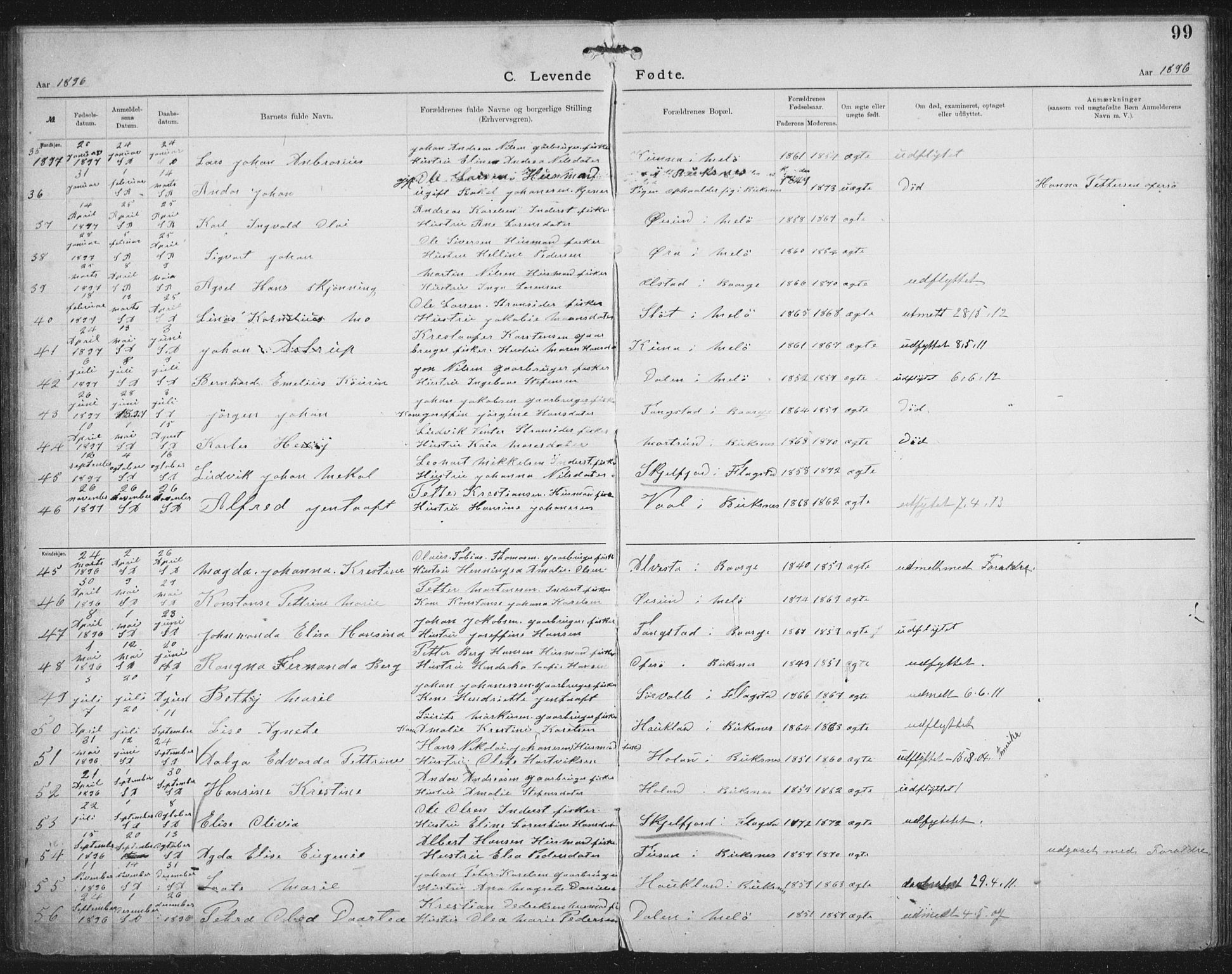 Ministerialprotokoller, klokkerbøker og fødselsregistre - Nordland, SAT/A-1459/881/L1174: Dissenter register no. 881D01, 1891-1933, p. 99