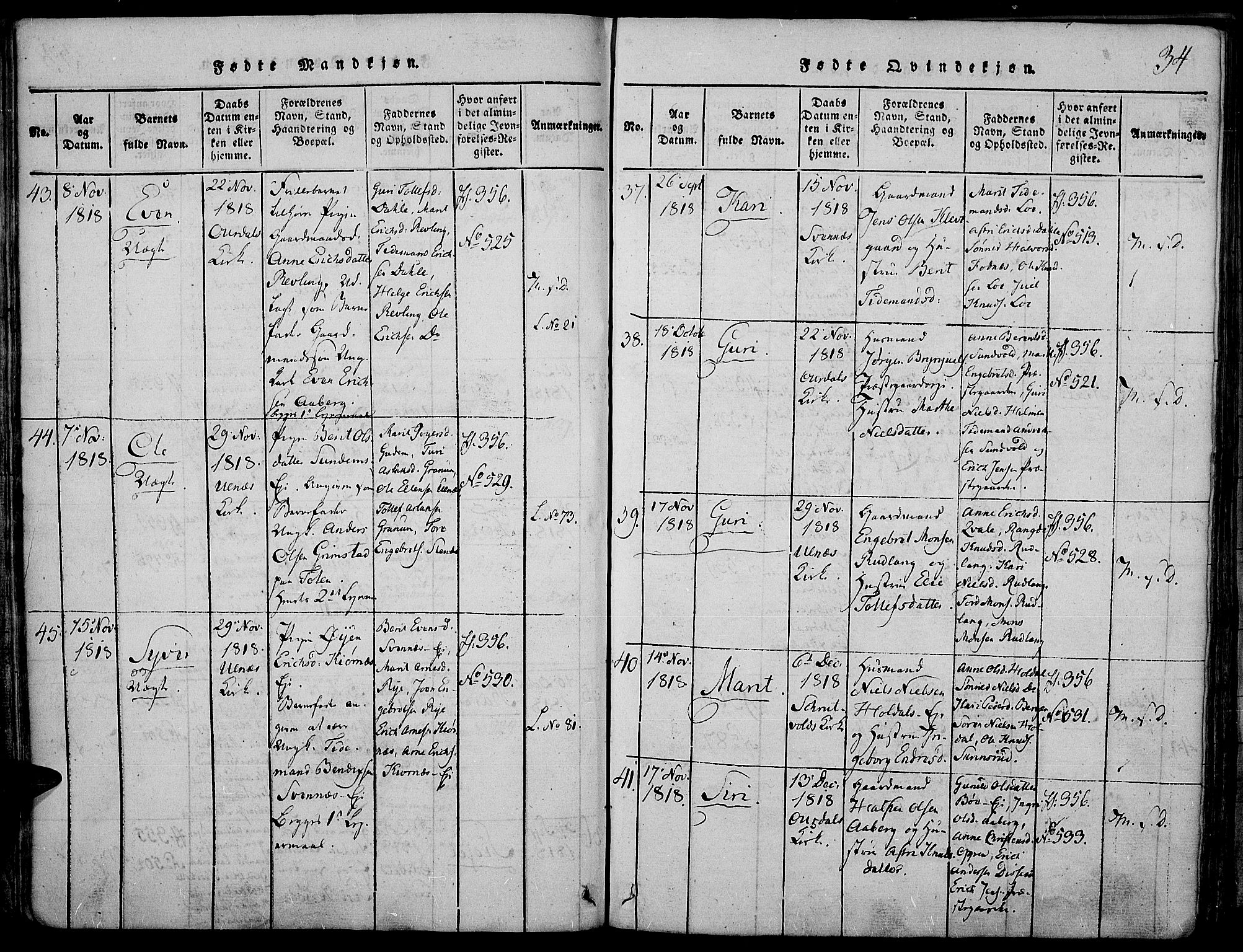 Nord-Aurdal prestekontor, SAH/PREST-132/H/Ha/Haa/L0002: Parish register (official) no. 2, 1816-1828, p. 34
