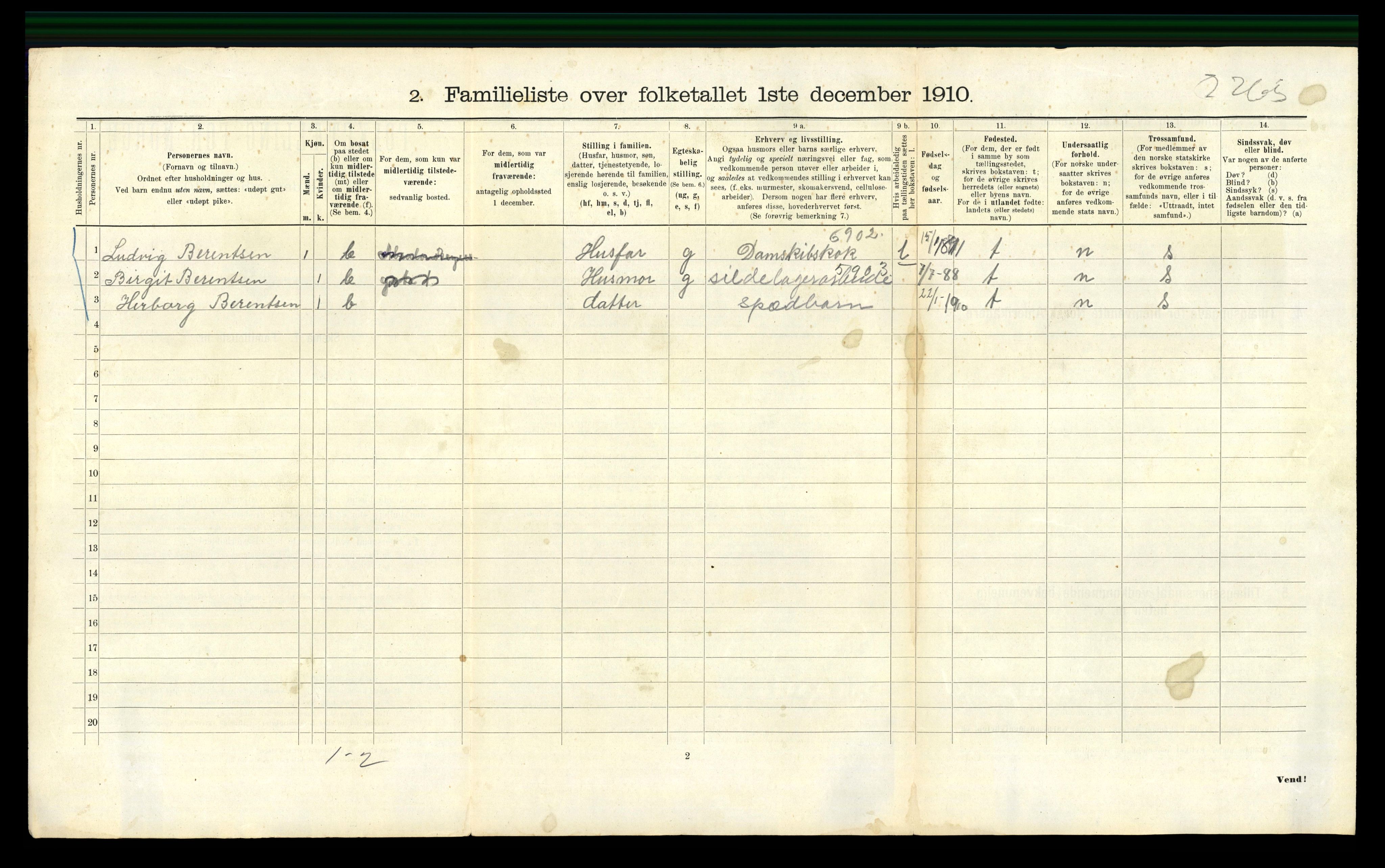 RA, 1910 census for Bergen, 1910, p. 42520