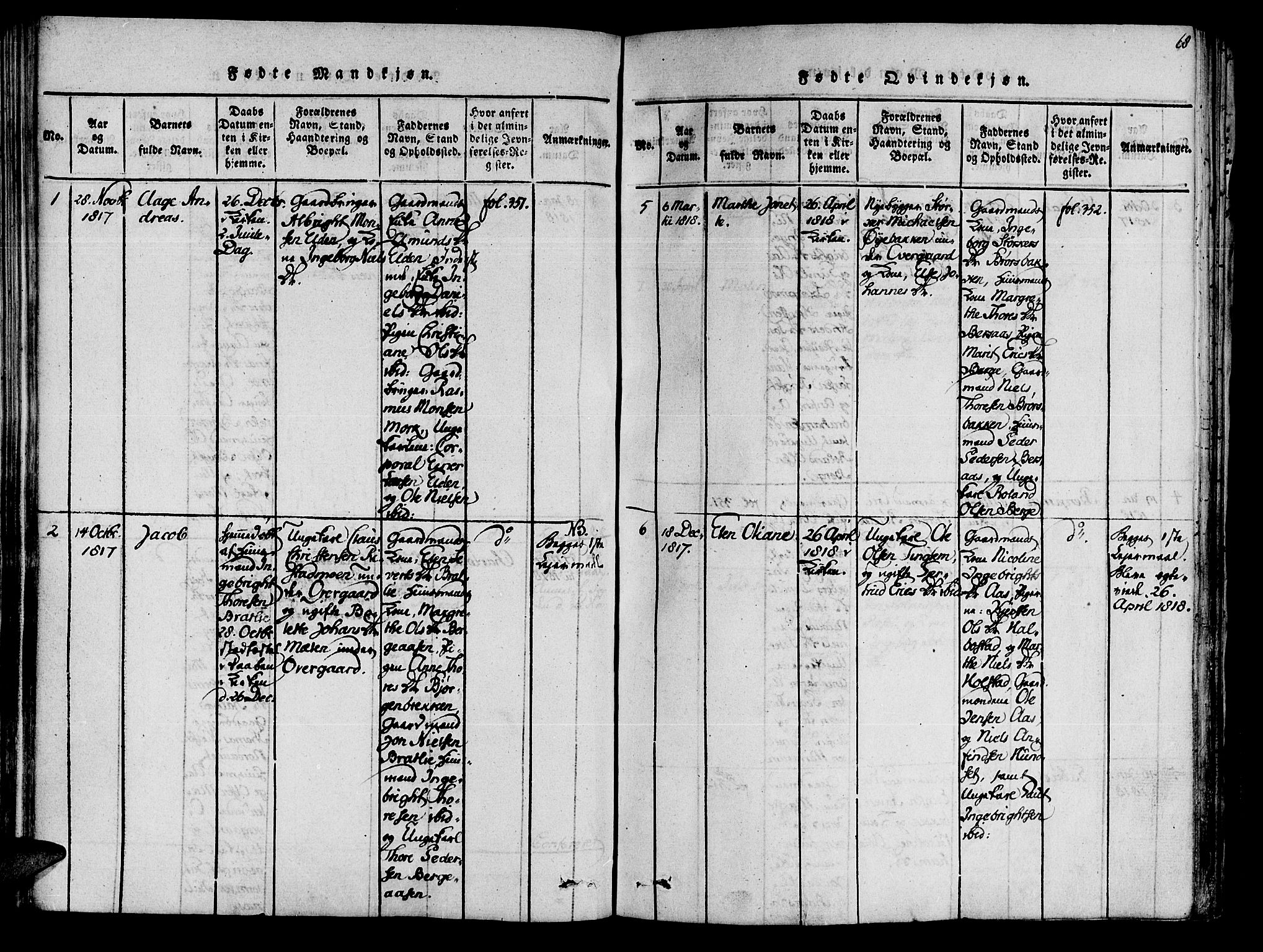 Ministerialprotokoller, klokkerbøker og fødselsregistre - Nord-Trøndelag, AV/SAT-A-1458/741/L0387: Parish register (official) no. 741A03 /3, 1817-1822, p. 68