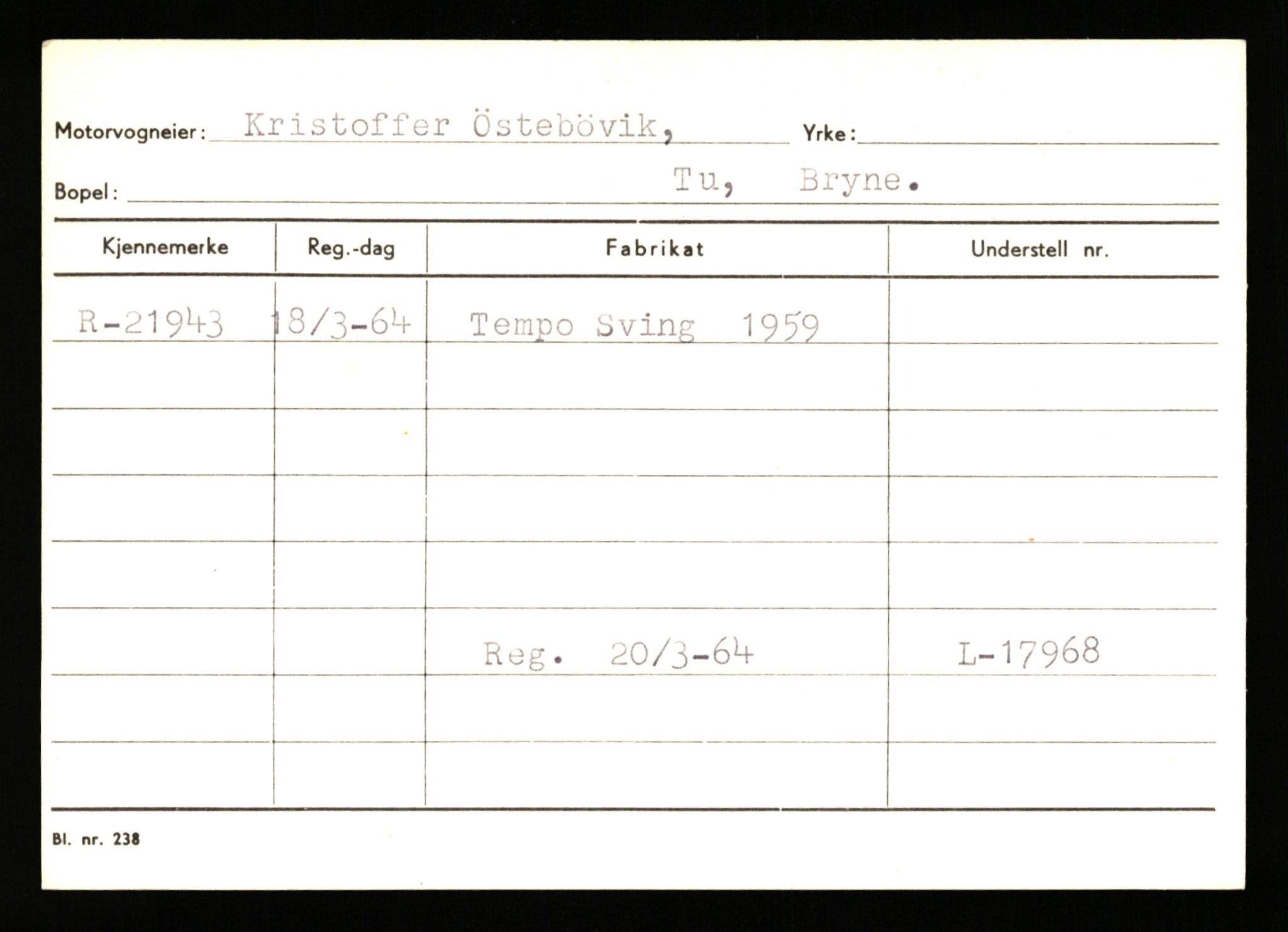 Stavanger trafikkstasjon, AV/SAST-A-101942/0/G/L0004: Registreringsnummer: 15497 - 22957, 1930-1971, p. 2841