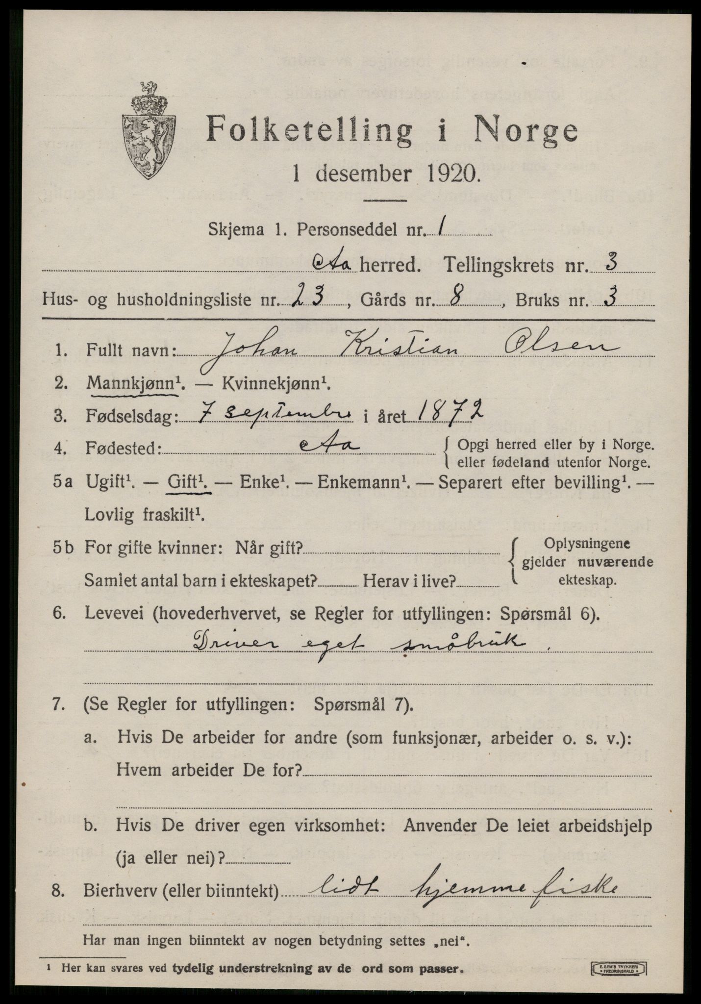 SAT, 1920 census for Å, 1920, p. 2060