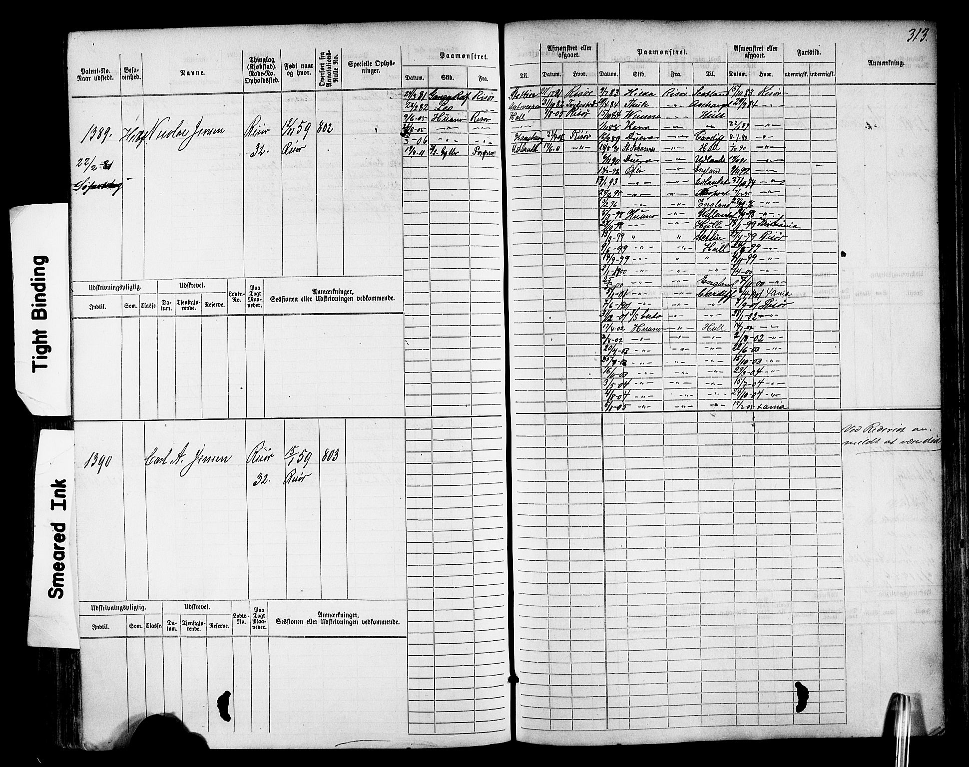 Risør mønstringskrets, SAK/2031-0010/F/Fb/L0011: Hovedrulle nr 771-1527, T-10, 1861-1884, p. 318