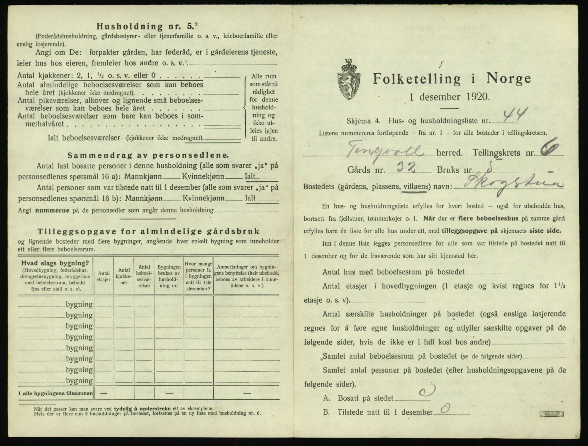 SAT, 1920 census for Tingvoll, 1920, p. 382