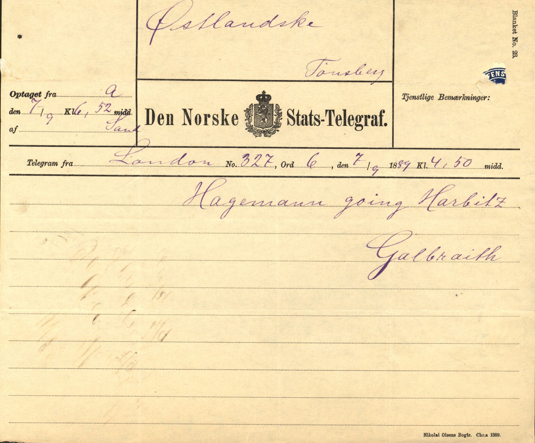 Pa 63 - Østlandske skibsassuranceforening, VEMU/A-1079/G/Ga/L0023/0007: Havaridokumenter / Eugenie, Askur, Præsident Harbitz, Professor Johnson, Professor Mohn, 1889, p. 80