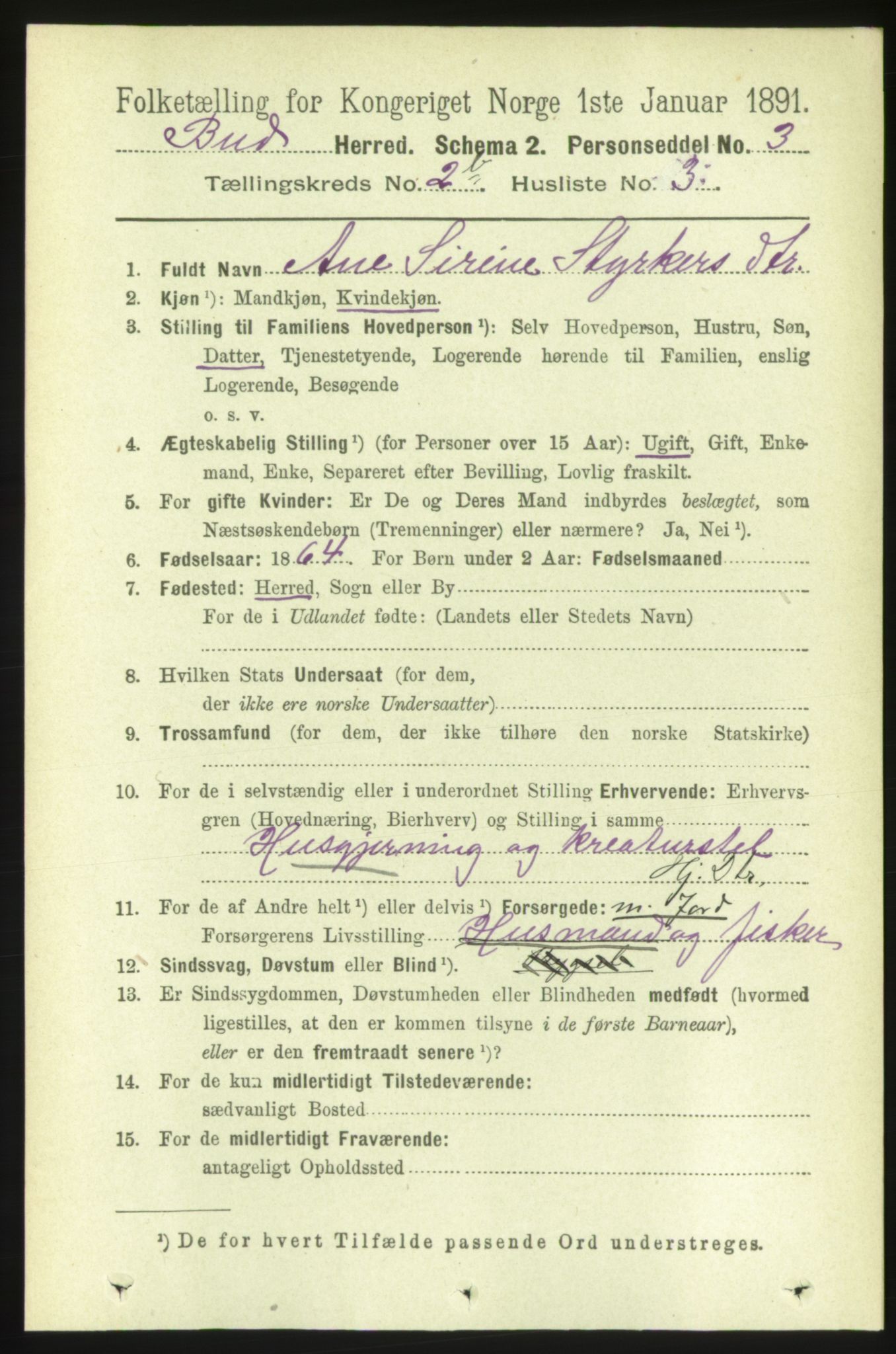 RA, 1891 census for 1549 Bud, 1891, p. 1239