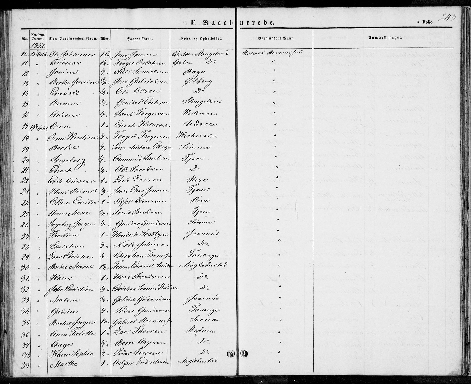 Håland sokneprestkontor, AV/SAST-A-101802/001/30BA/L0006: Parish register (official) no. A 6, 1842-1853, p. 243