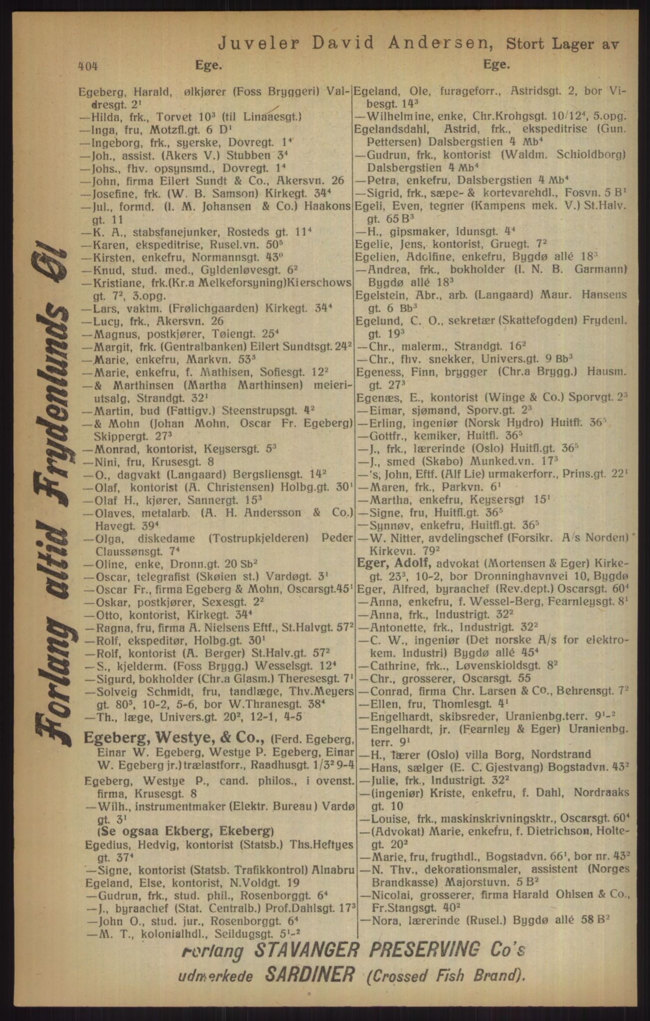 Kristiania/Oslo adressebok, PUBL/-, 1915, p. 404
