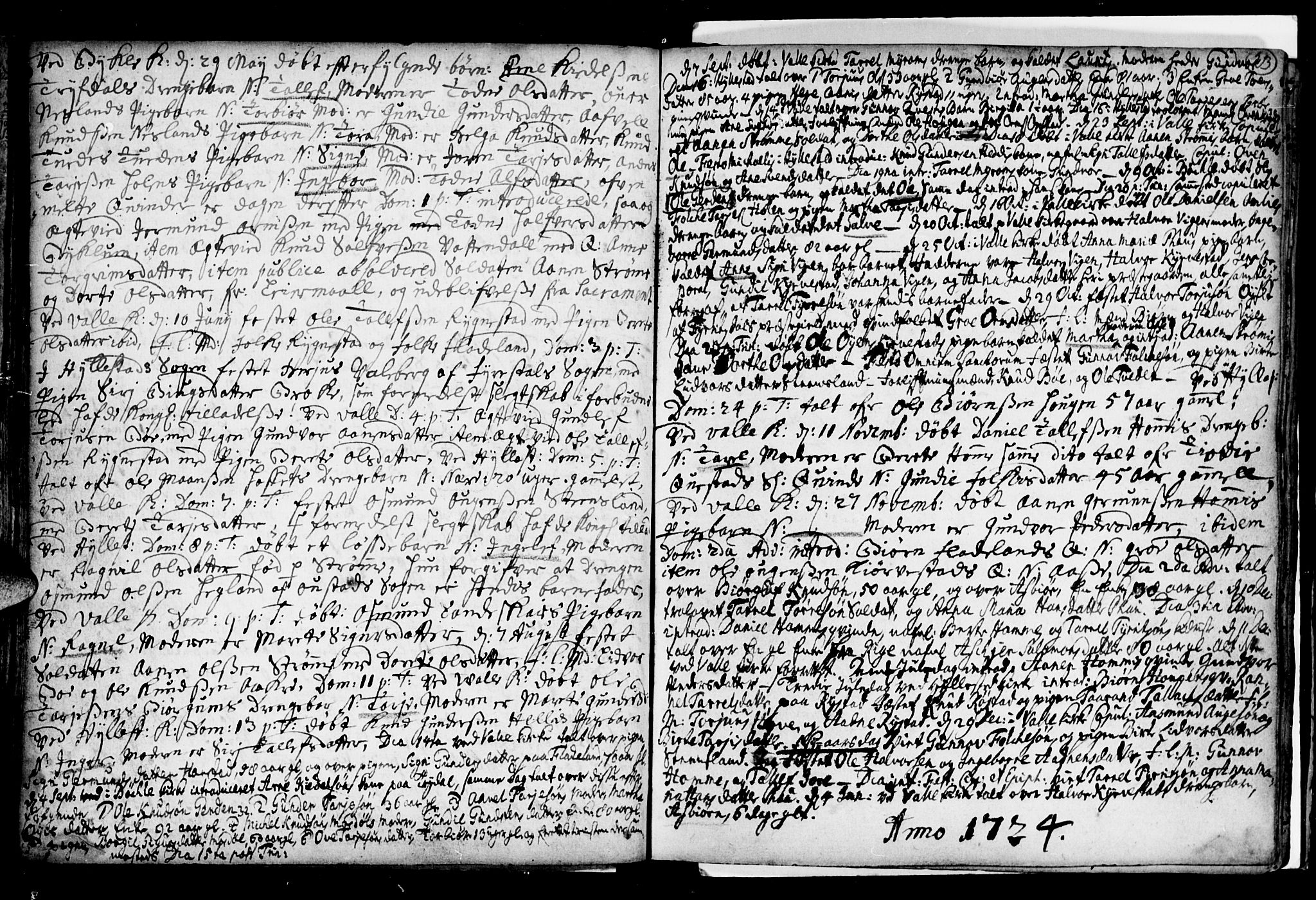 Valle sokneprestkontor, SAK/1111-0044/F/Fa/Fac/L0001: Parish register (official) no. A 1, 1714-1745, p. 23